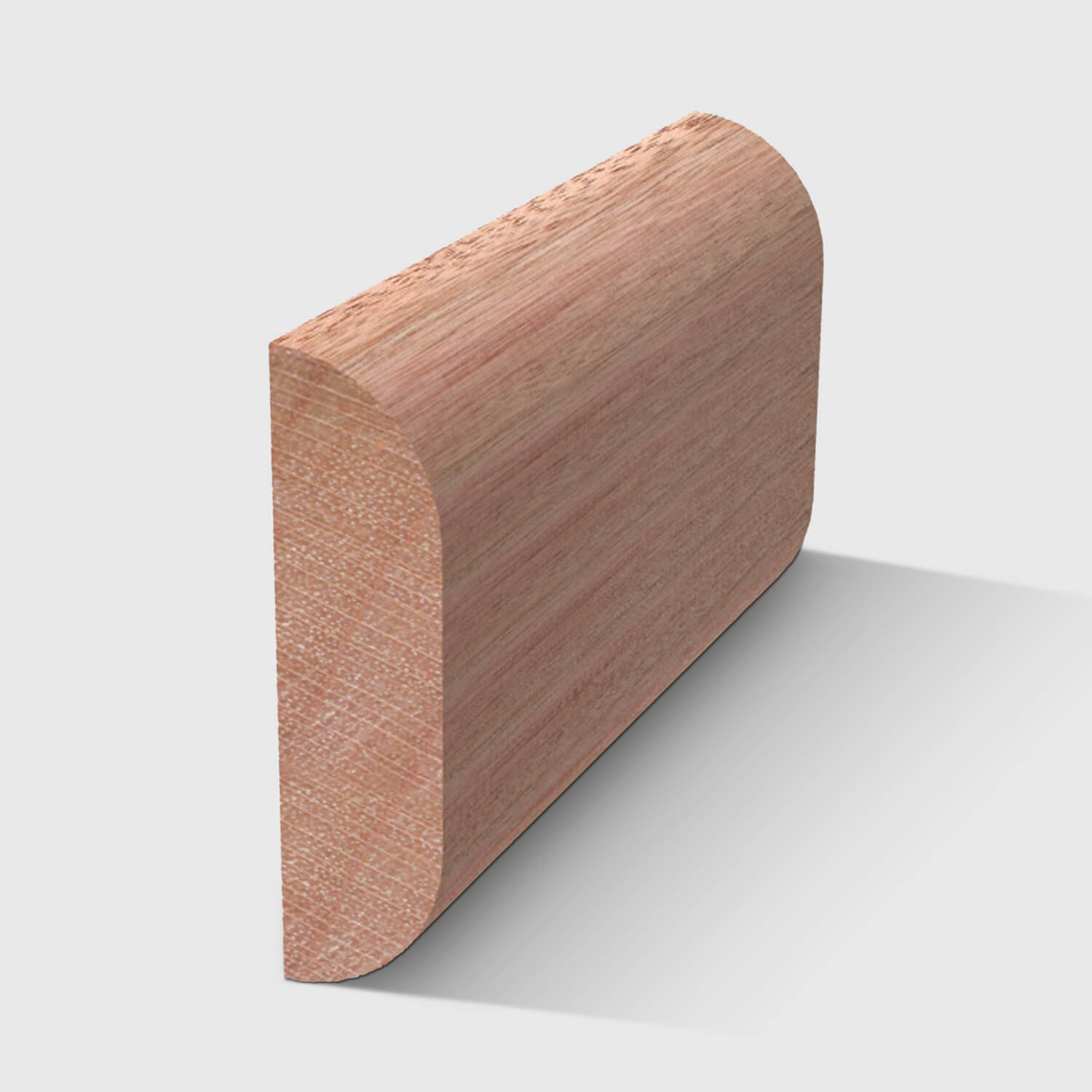 A  timber moulding with a curved top and bottom in Meranti 30 x 8mm