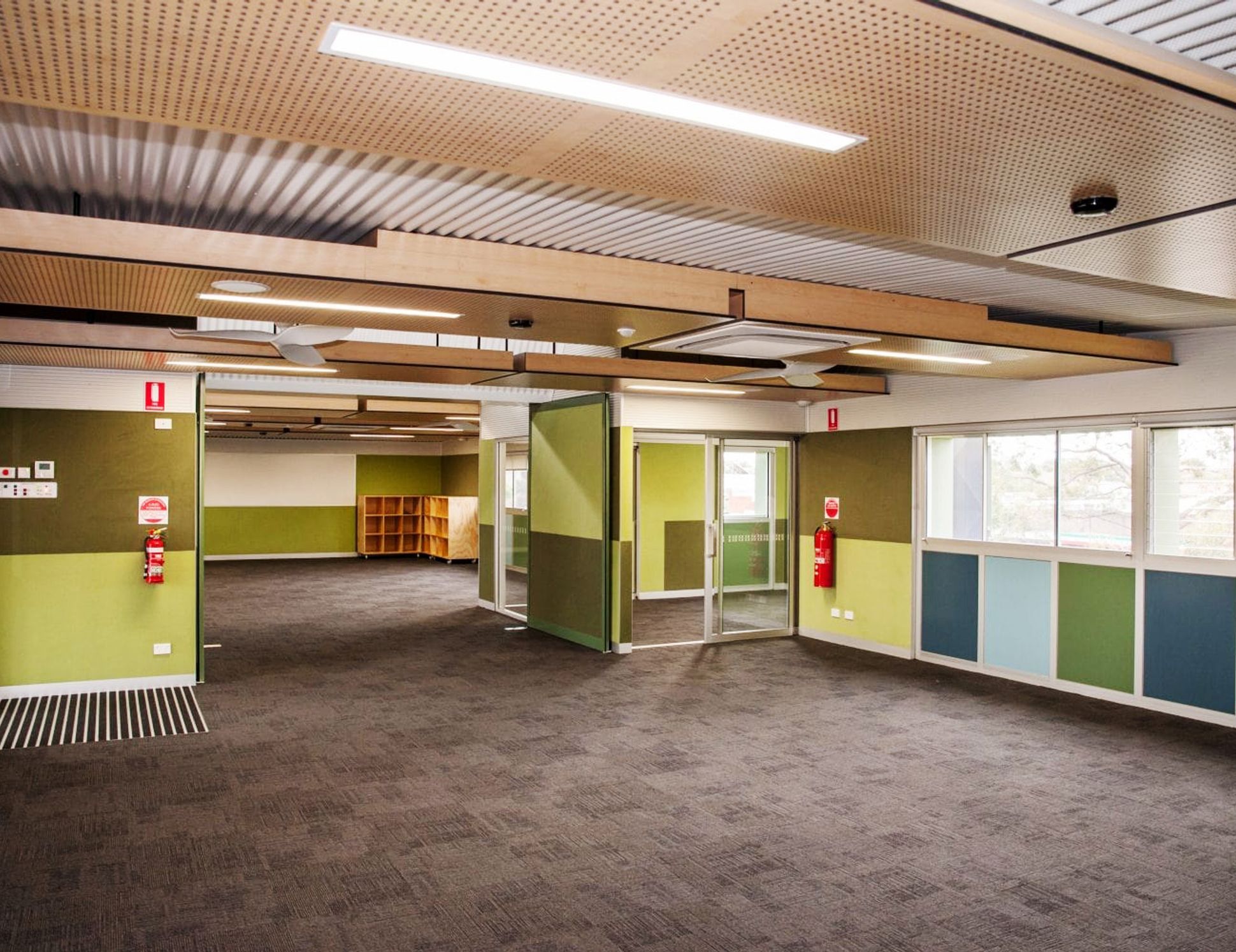 Modular school building in Victoria constructed using STRUCTAply Flooring structural plywood panels.
