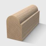 A a timber moulding with a half-round top profile and flat base in Tasmanian Oak 20 x 15mm