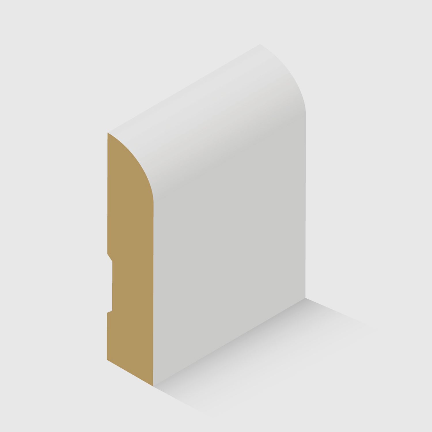 A timber moulding with a curved top and a small recessed groove on the back in MDF 92 x 18mm