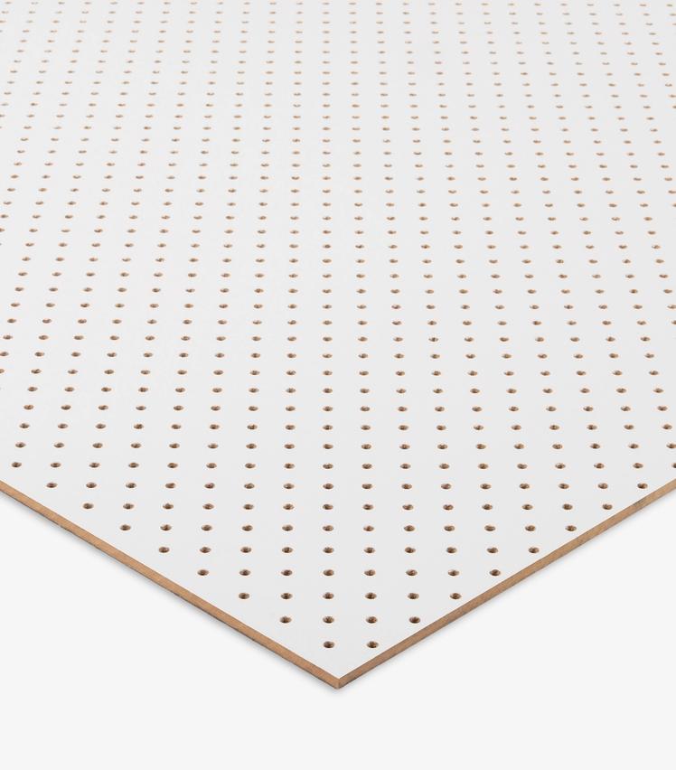 A close-up photo of a Pegboard corner