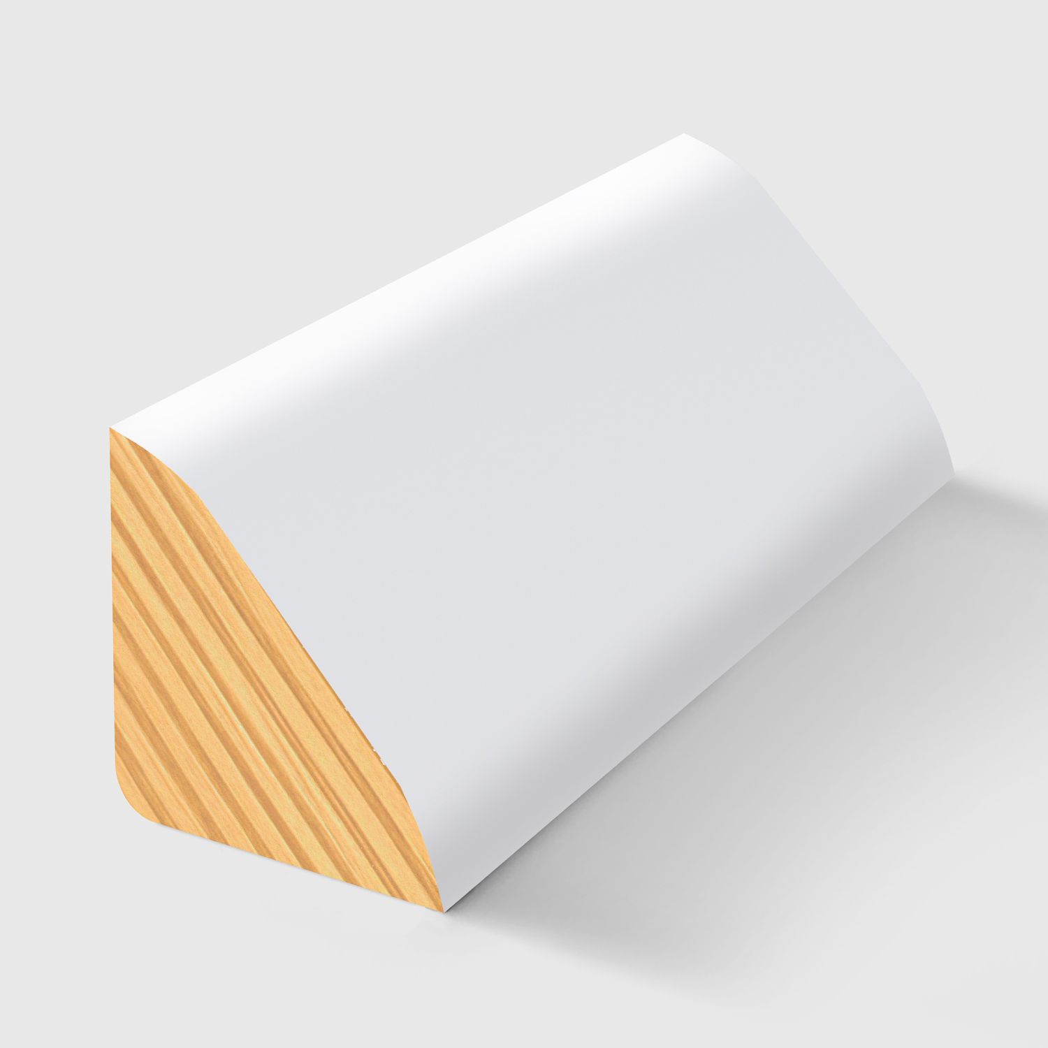 A triangular corner timber moulding in Primed FJ Pine 12 x 12mm