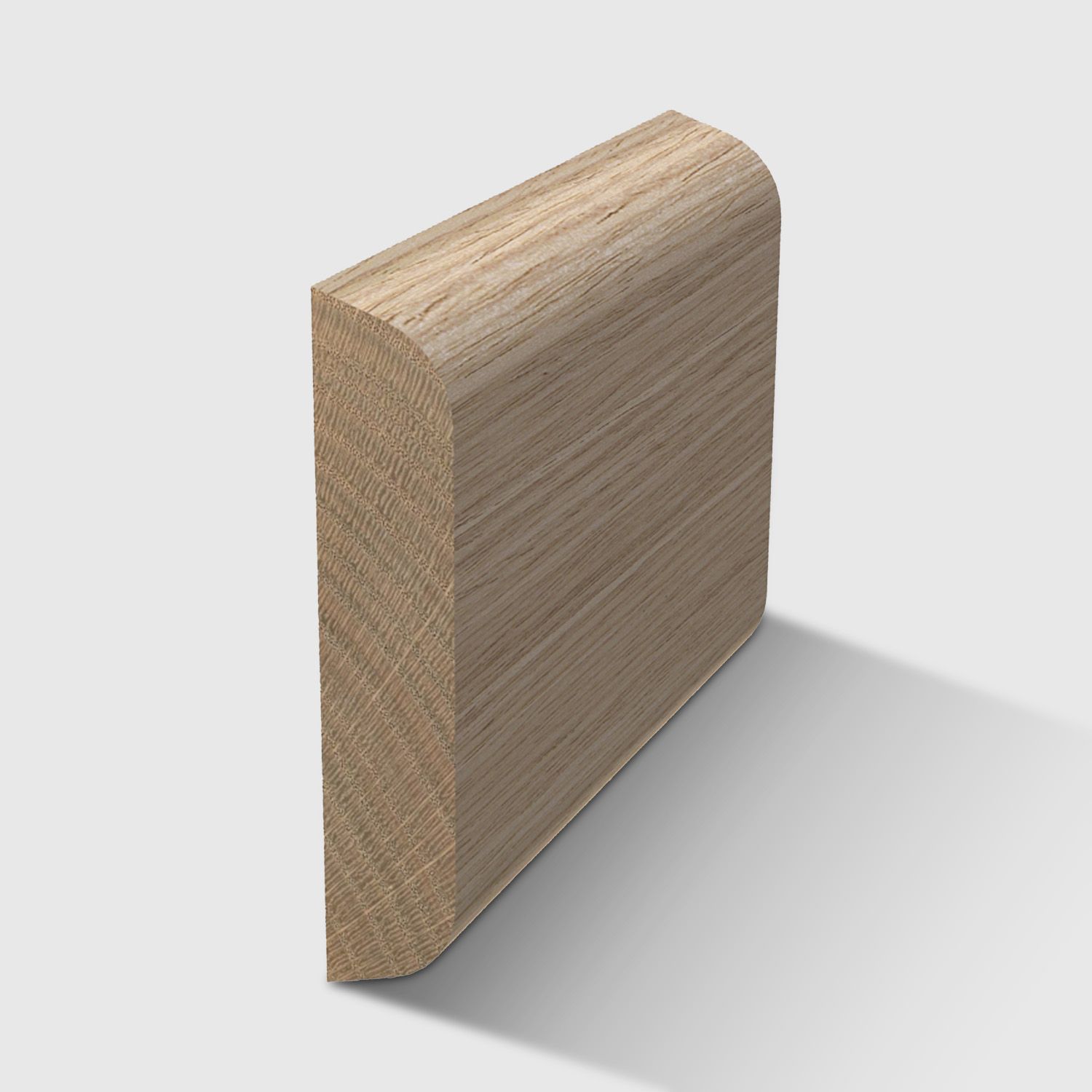 A  timber moulding with a curved top and bottom in Tasmanian Oak 40 x 8mm