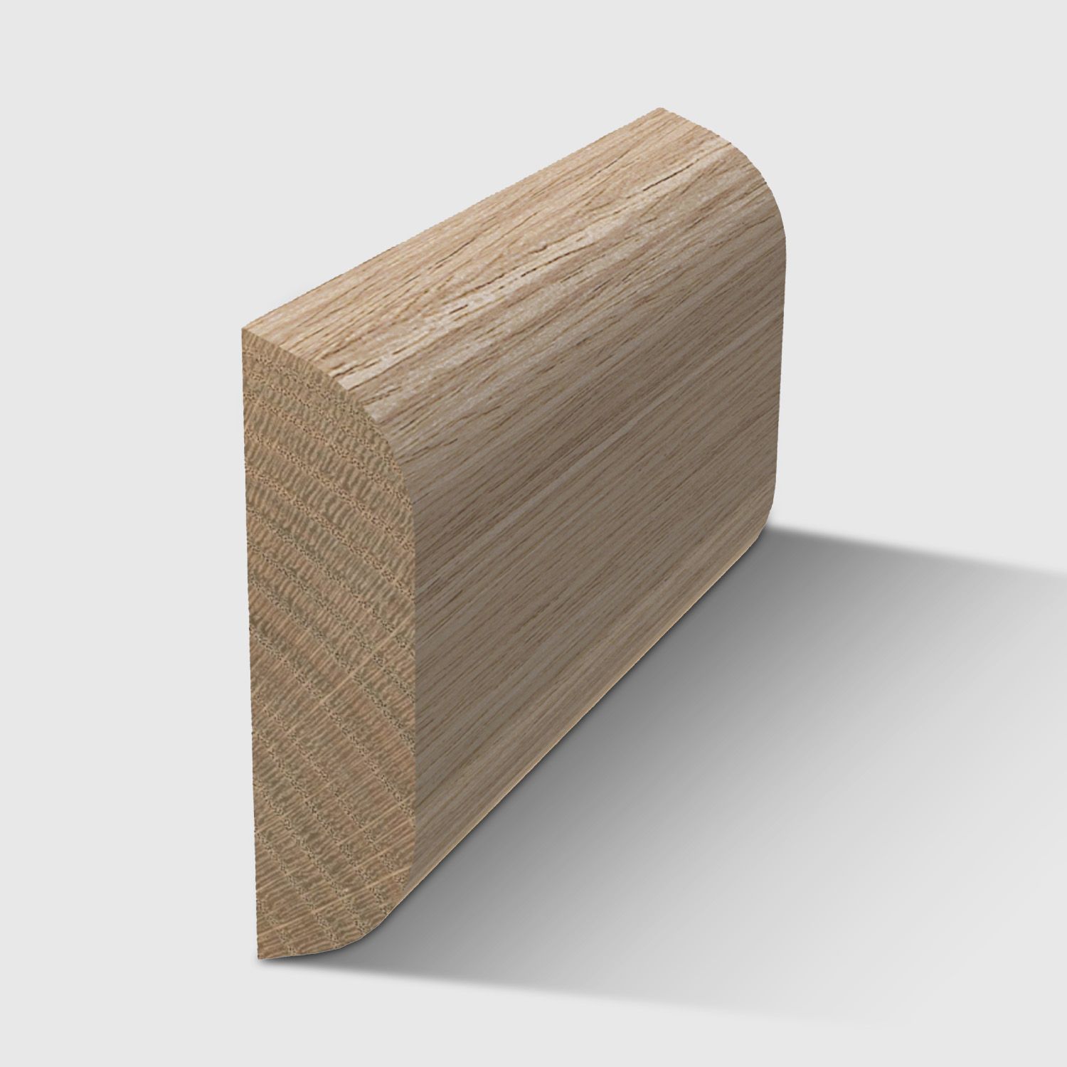 A  timber moulding with a curved top and bottom in Tasmanian Oak 30 x 8mm