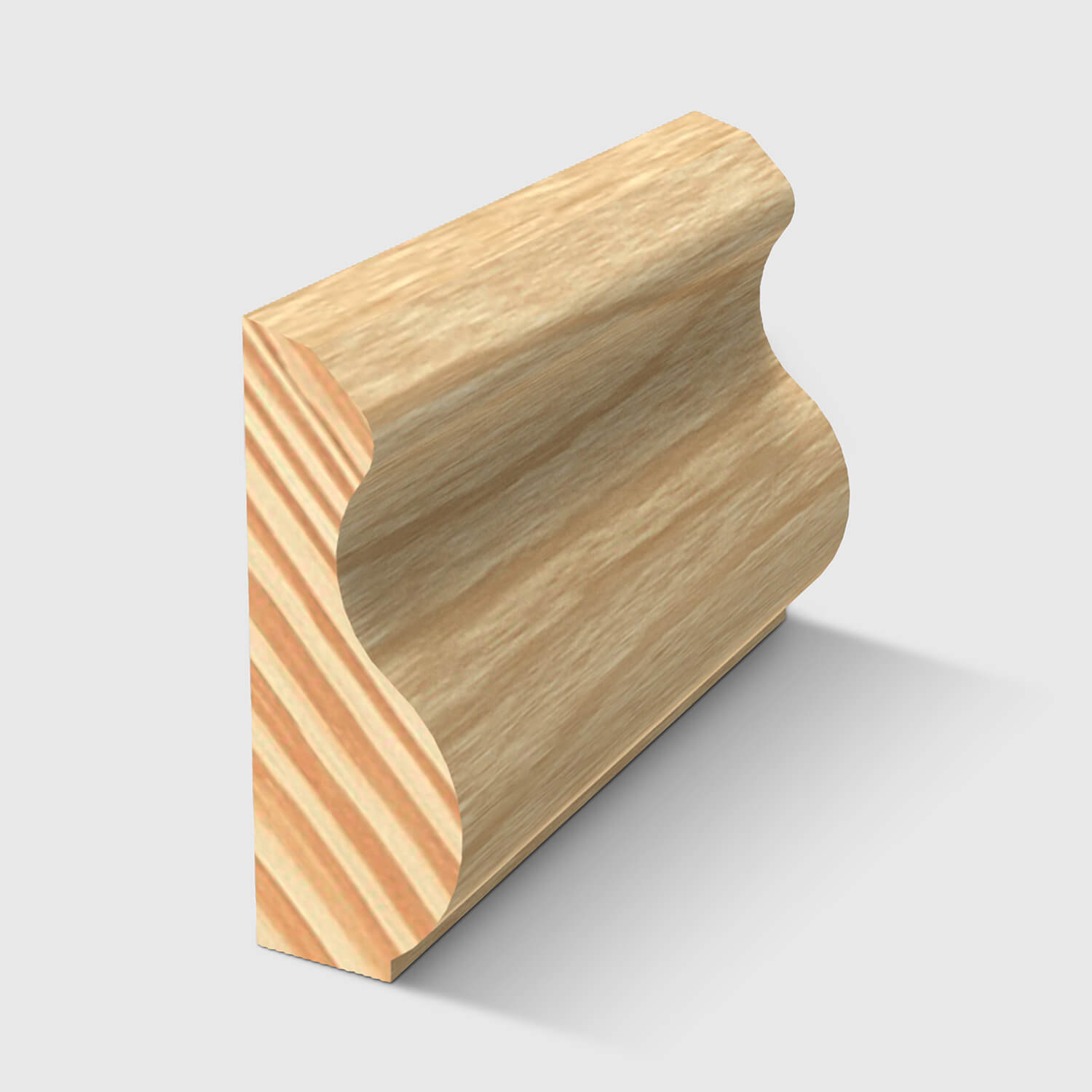 A timber moulding with a decorative concave and convex curved profile in Clear Pine 31 x 11mm 2.4m