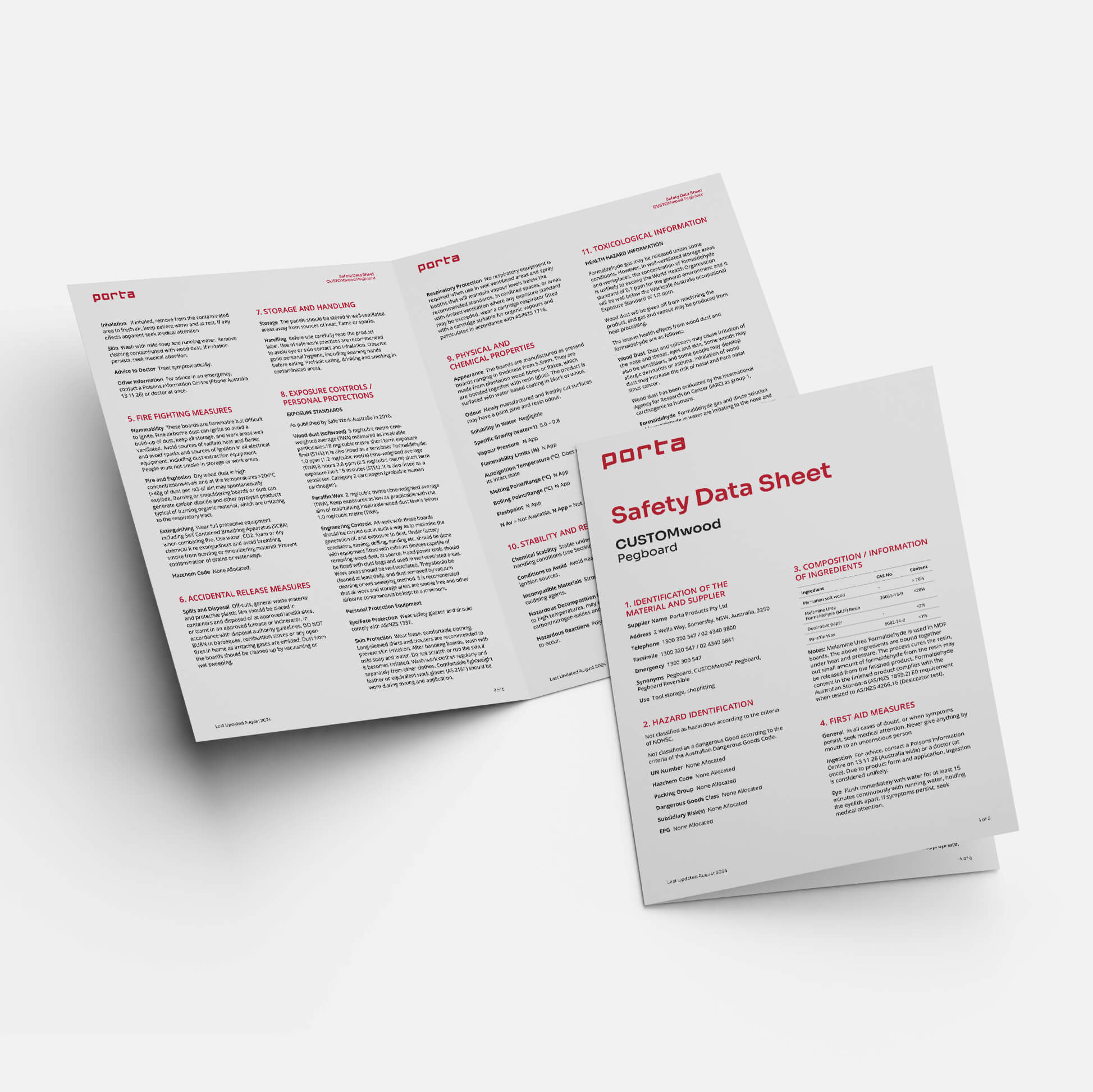 A picture of Pegboard safety data sheet