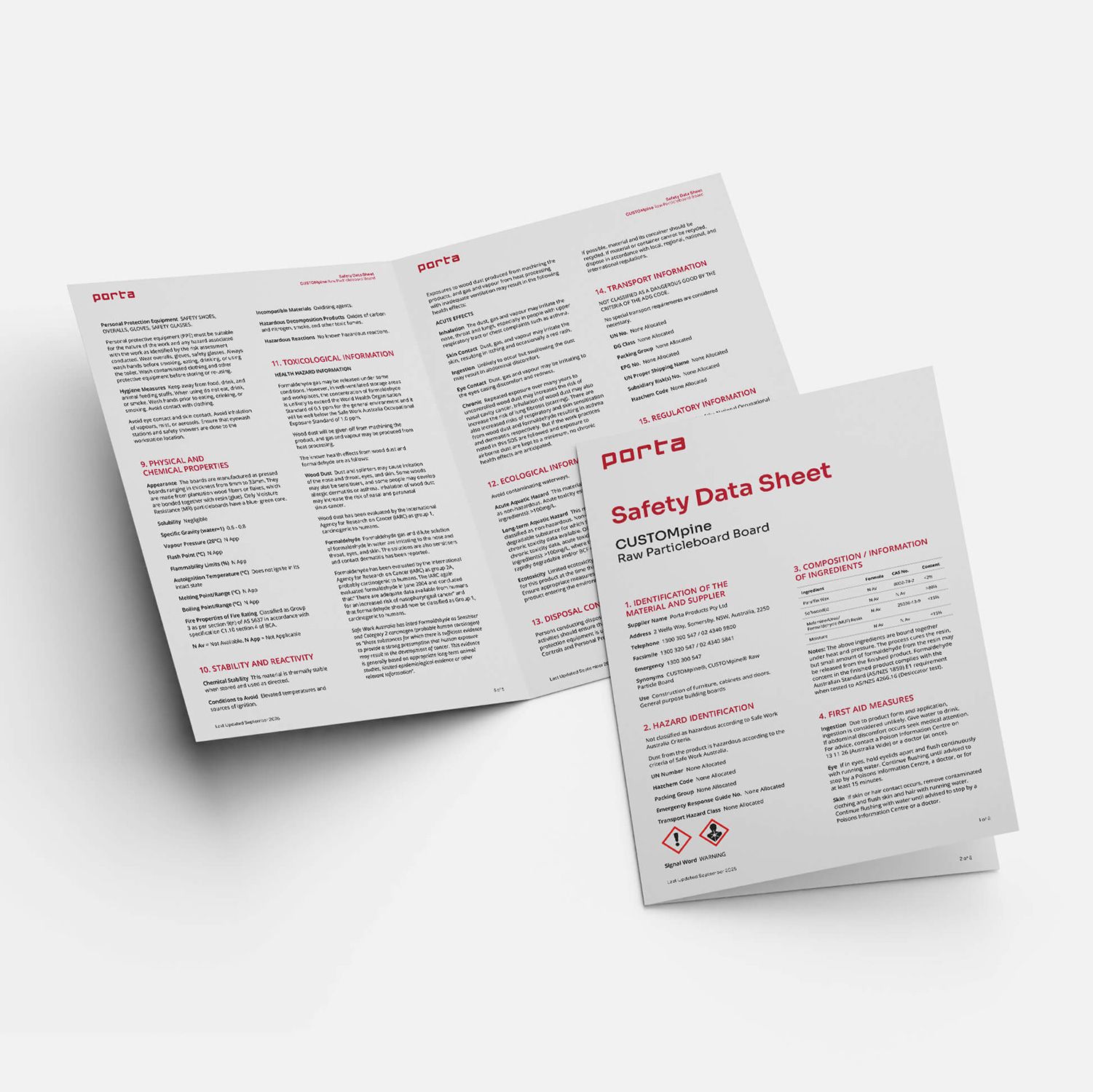 A picture of Custom pine Safety Data Sheet
