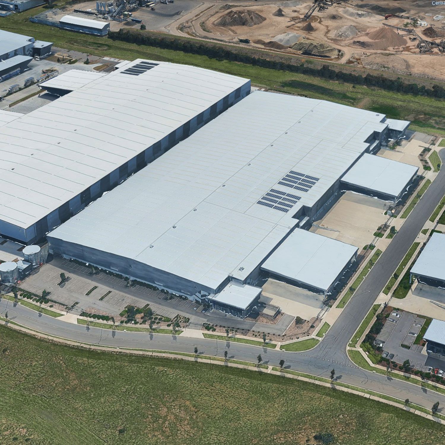 An aerial overview of a factory