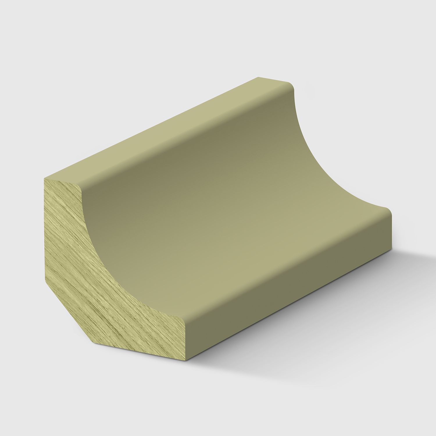 A timber moulding with a concave, quarter-round profile in H3 Primed FJ Pine 30 x 30mm