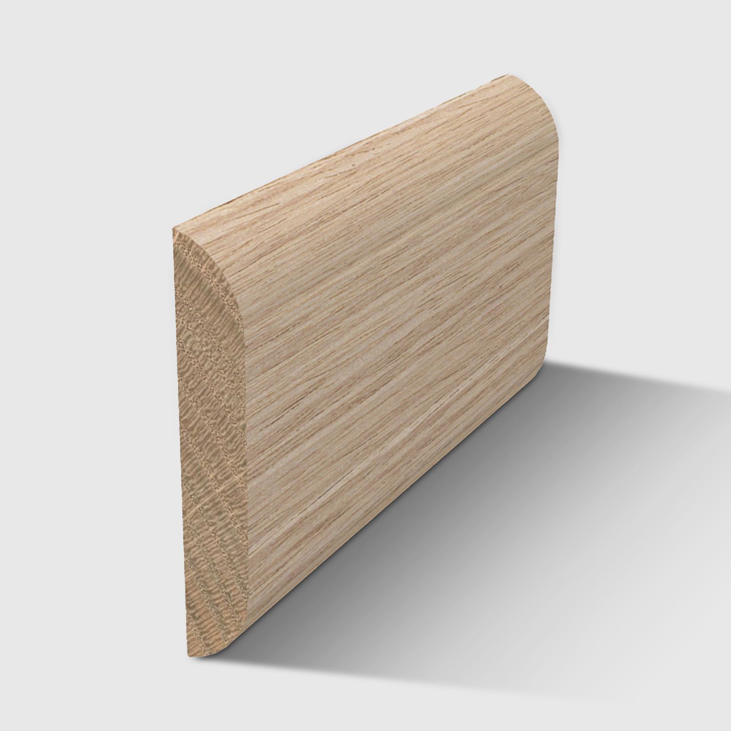 A  timber moulding with a curved top and bottom in Tasmanian Oak 30 x 5mm