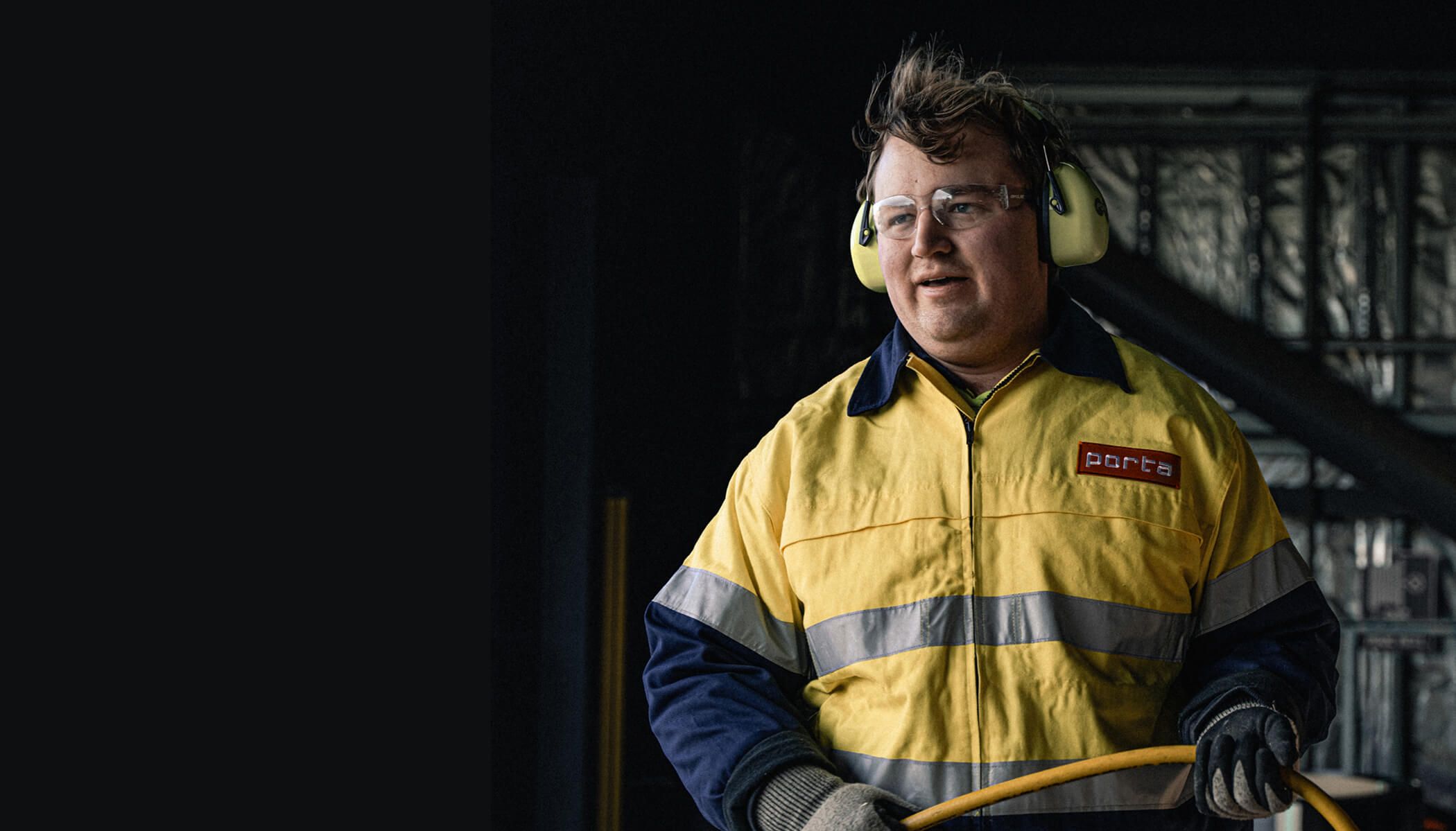 Porta worker at Porta's bombala facility, looking out to the distance