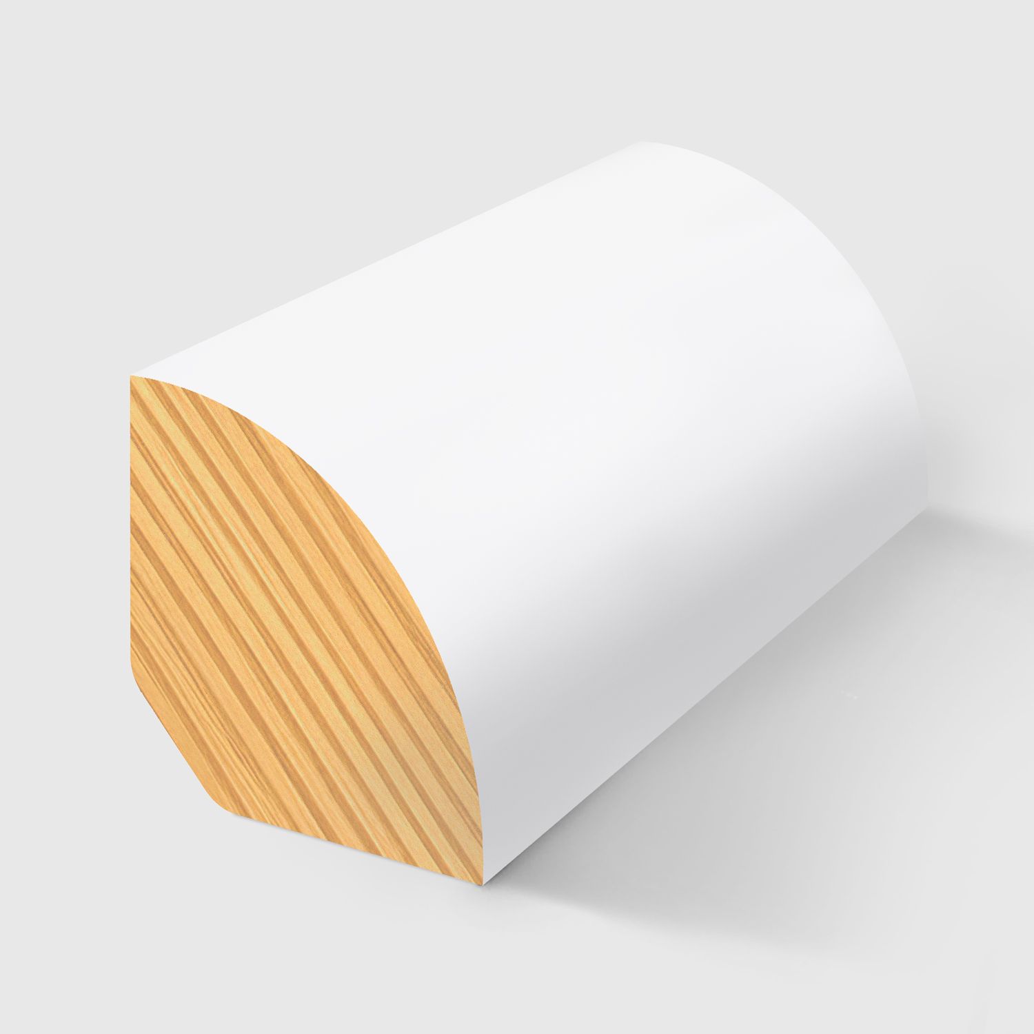 A rounded corner timber moulding in Primed FJ Pine 19 x 19mm