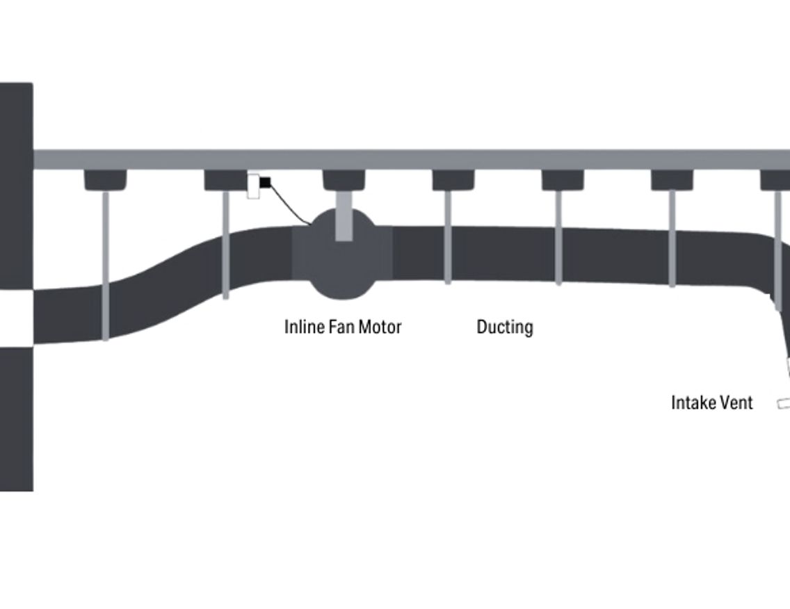 Line drawing of a ventilation setup