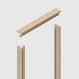 A door jamb set, including two vertical side pieces and one horizontal head piece in Mixed Hardwood