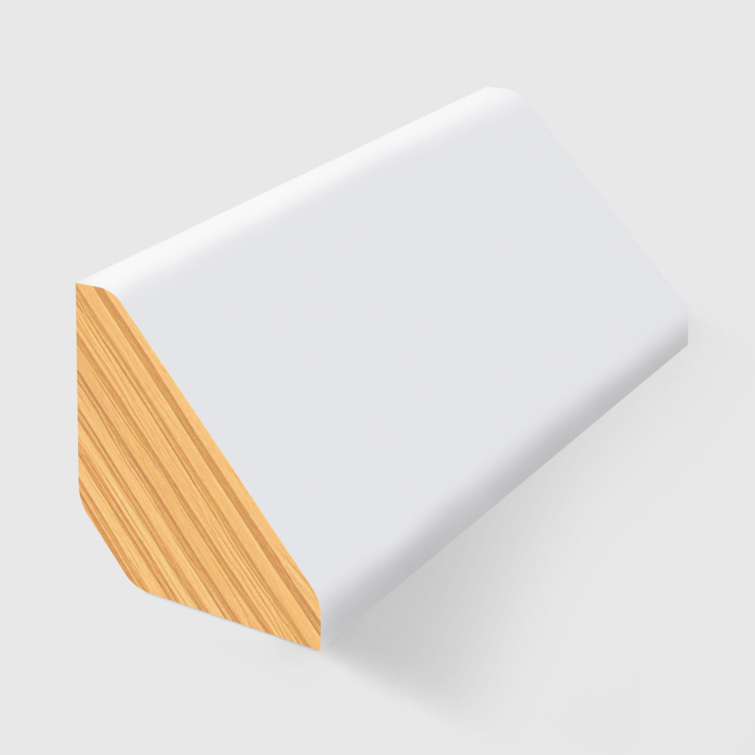 A triangular corner timber moulding in Primed FJ Pine 19 x 19mm