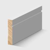 A timber skirting board with a decorative stepped and grooved profile along the top edge in Primed FJ Pine 92 x 18mm