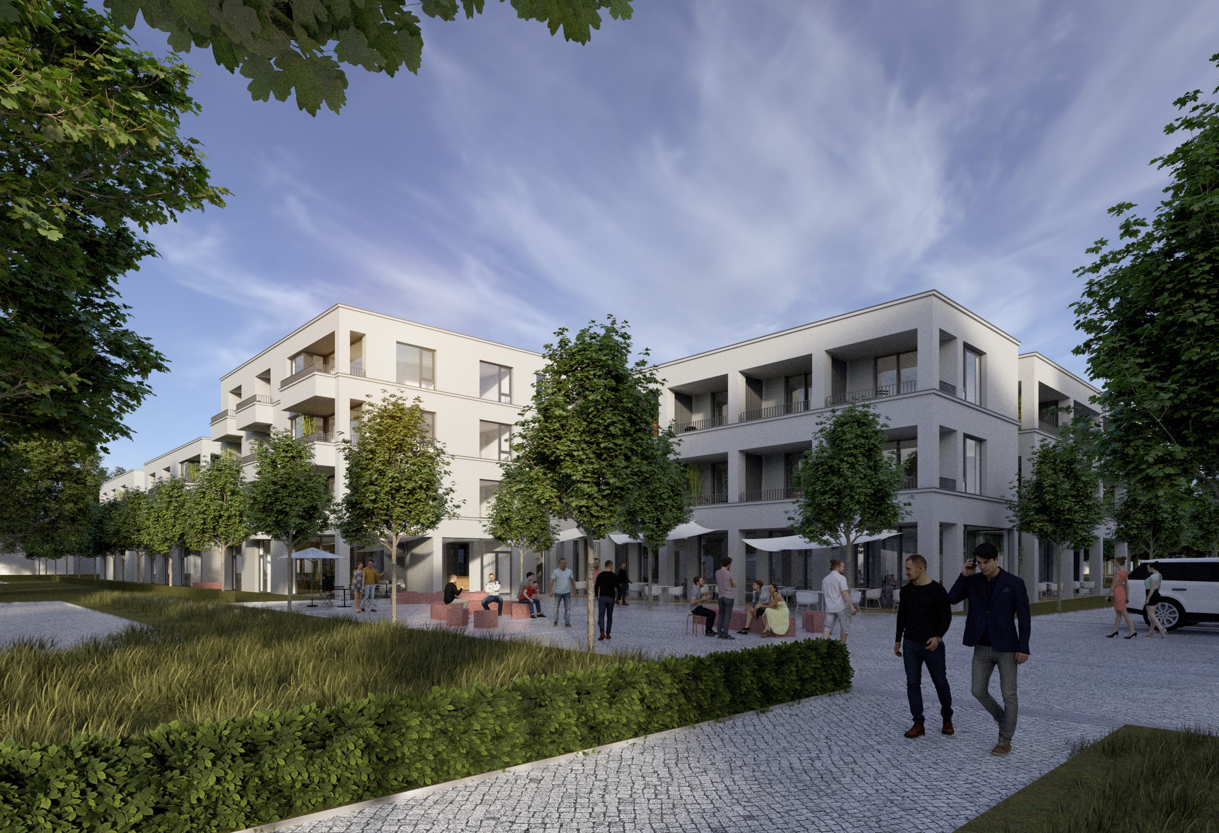 Domov seniorů Hudečkova - pohled z veřejného prostoru