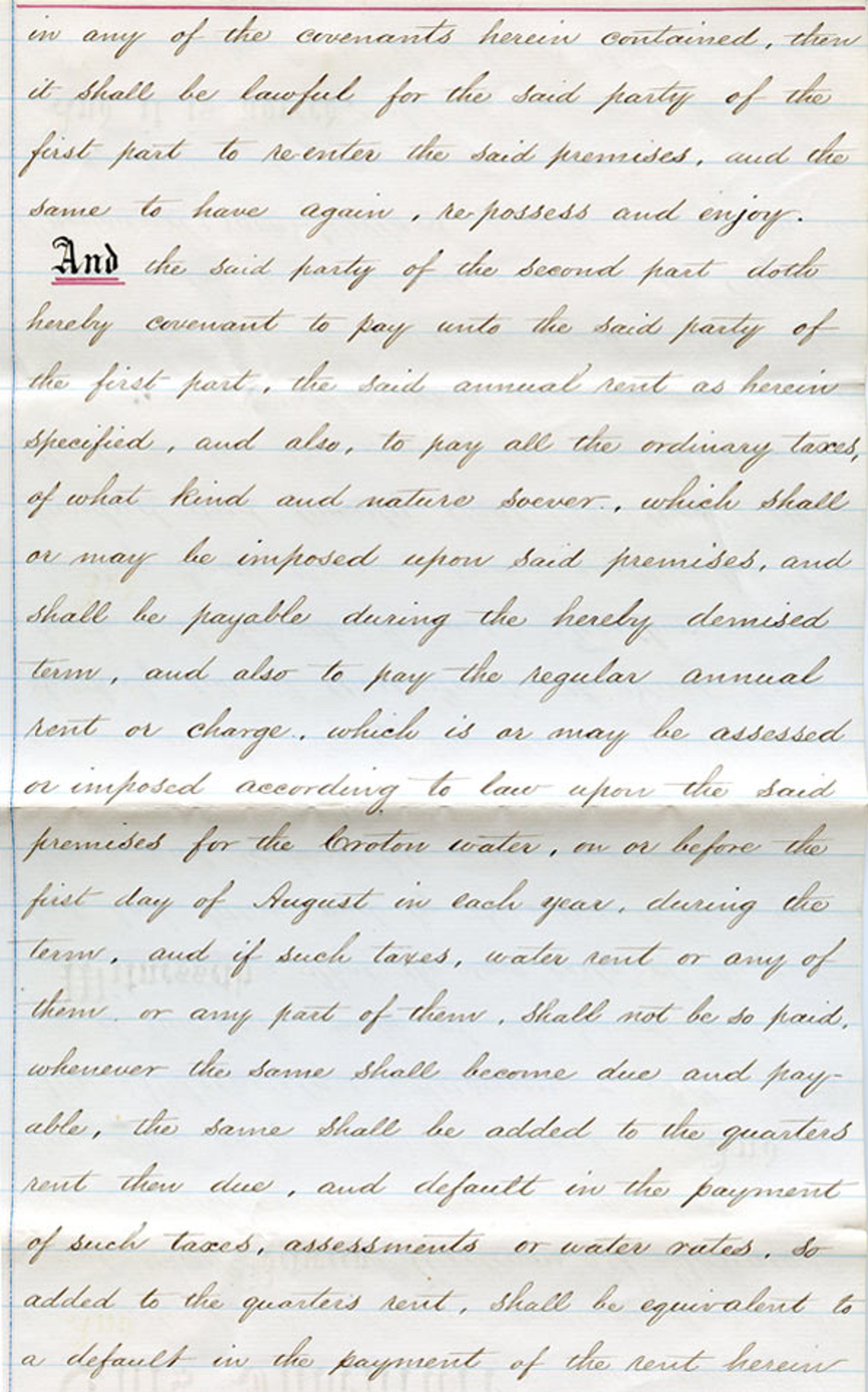 Lease for the property