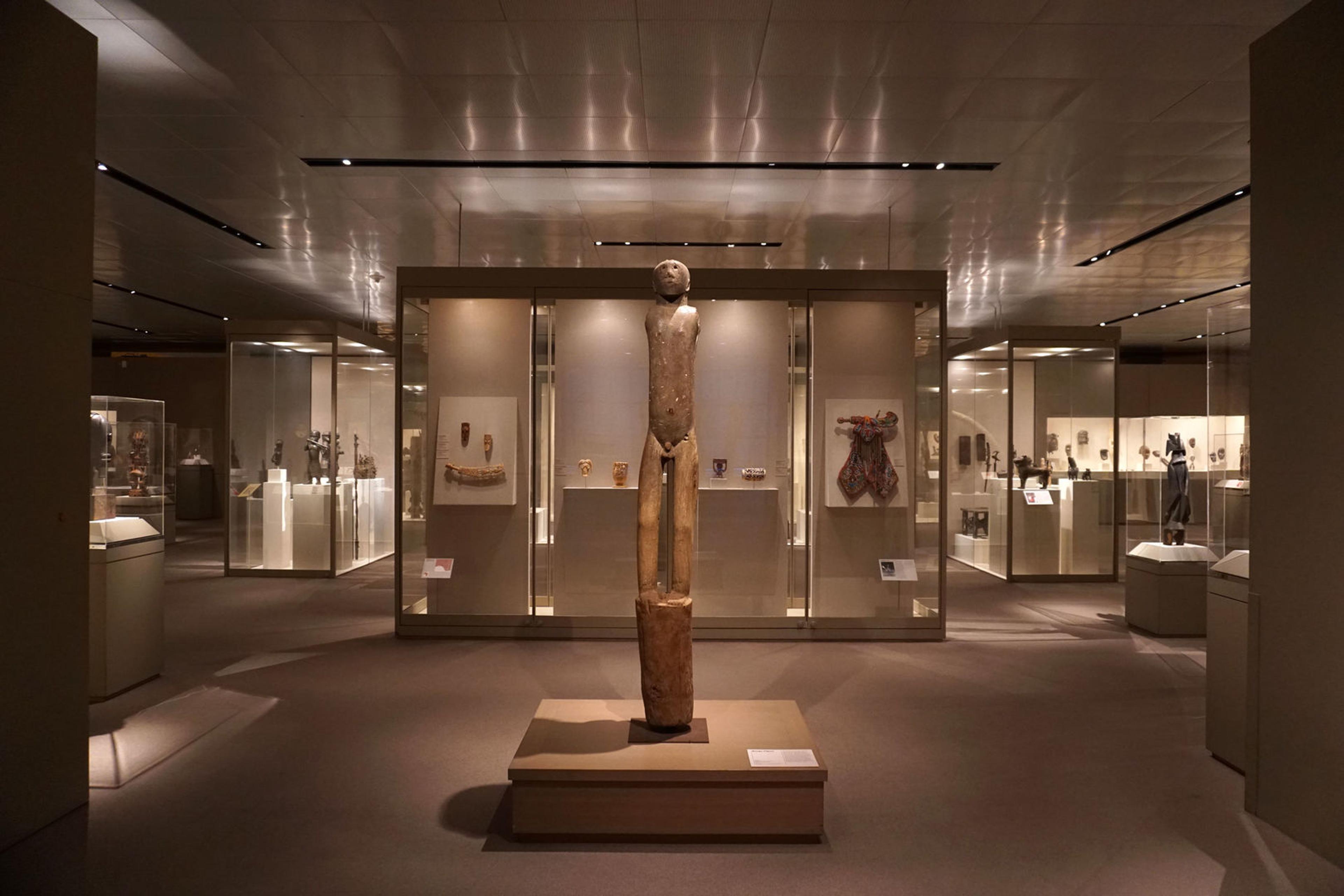 View of a museum gallery of African art