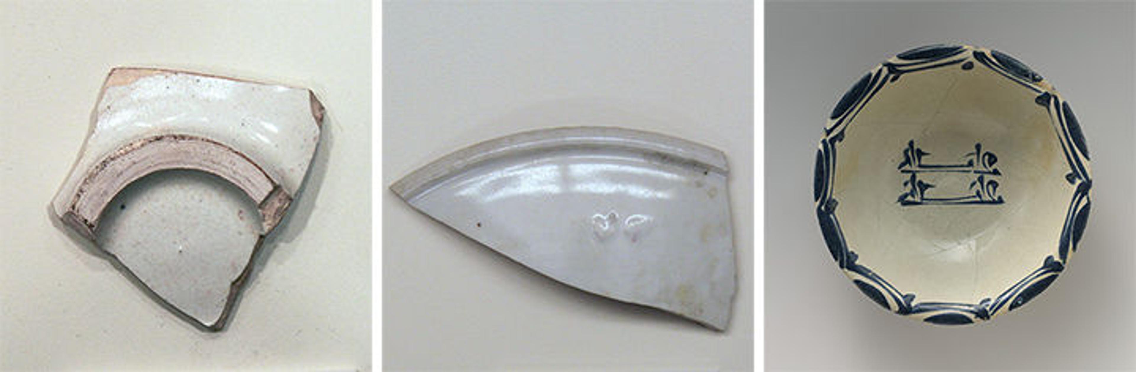 Two ceramic fragments and a bowl
