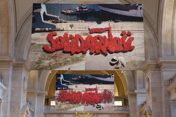 Piotr Uklański's Solidarity in the Great Hall. Photograph by Wilson Santiago