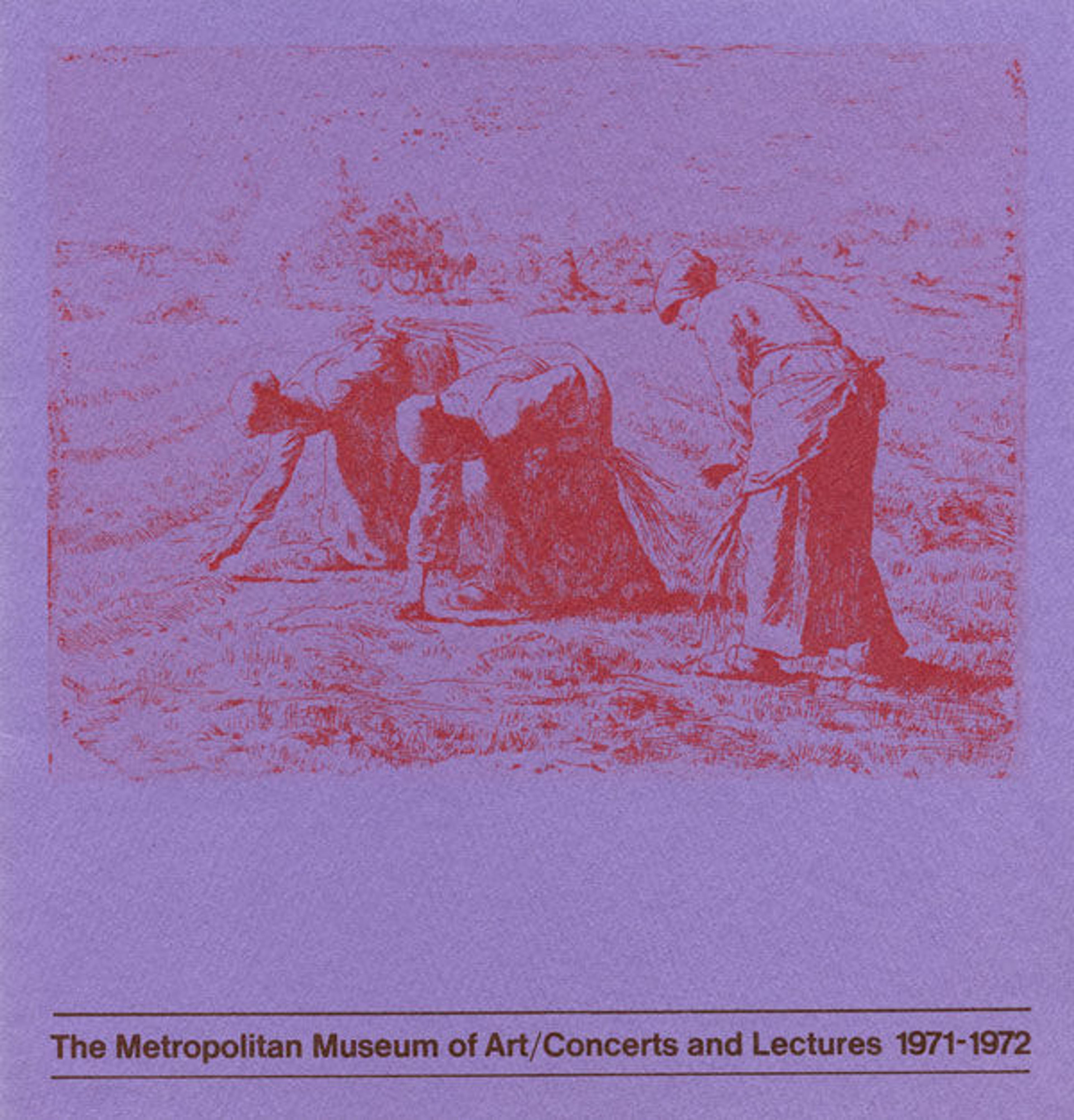 Brochure cover for the 1971–72 season of Concerts & Lectures, featuring figures from an etching of Jean-François Millet's The Gleaners