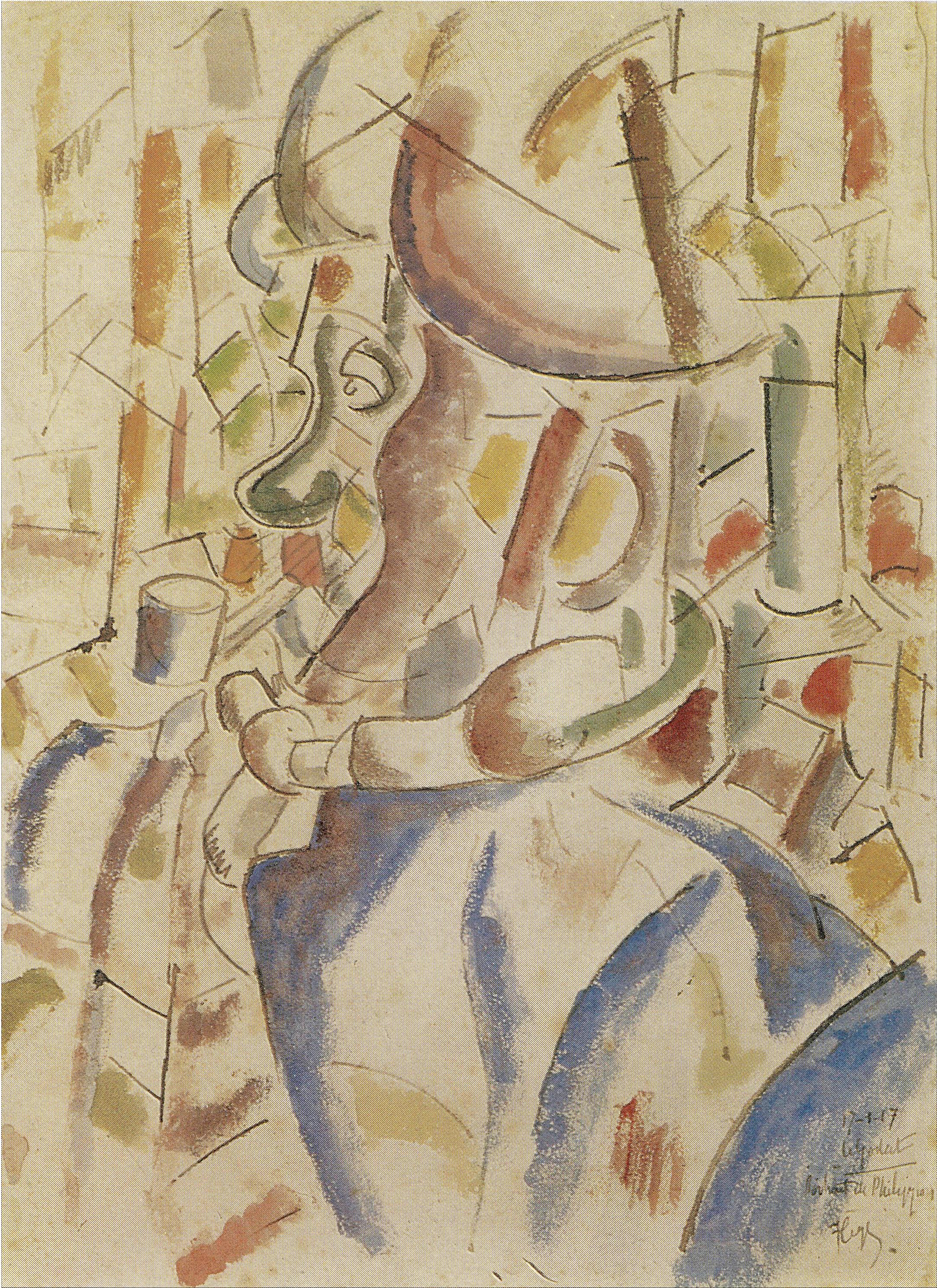 Image of Fernand Léger, watercolor drawing, Portrait de Philippon.