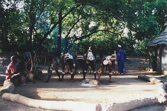 Male initiates performing in a ceremony