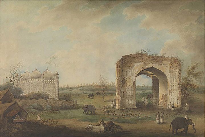 Delhi in Ruins Company School Painting in India The