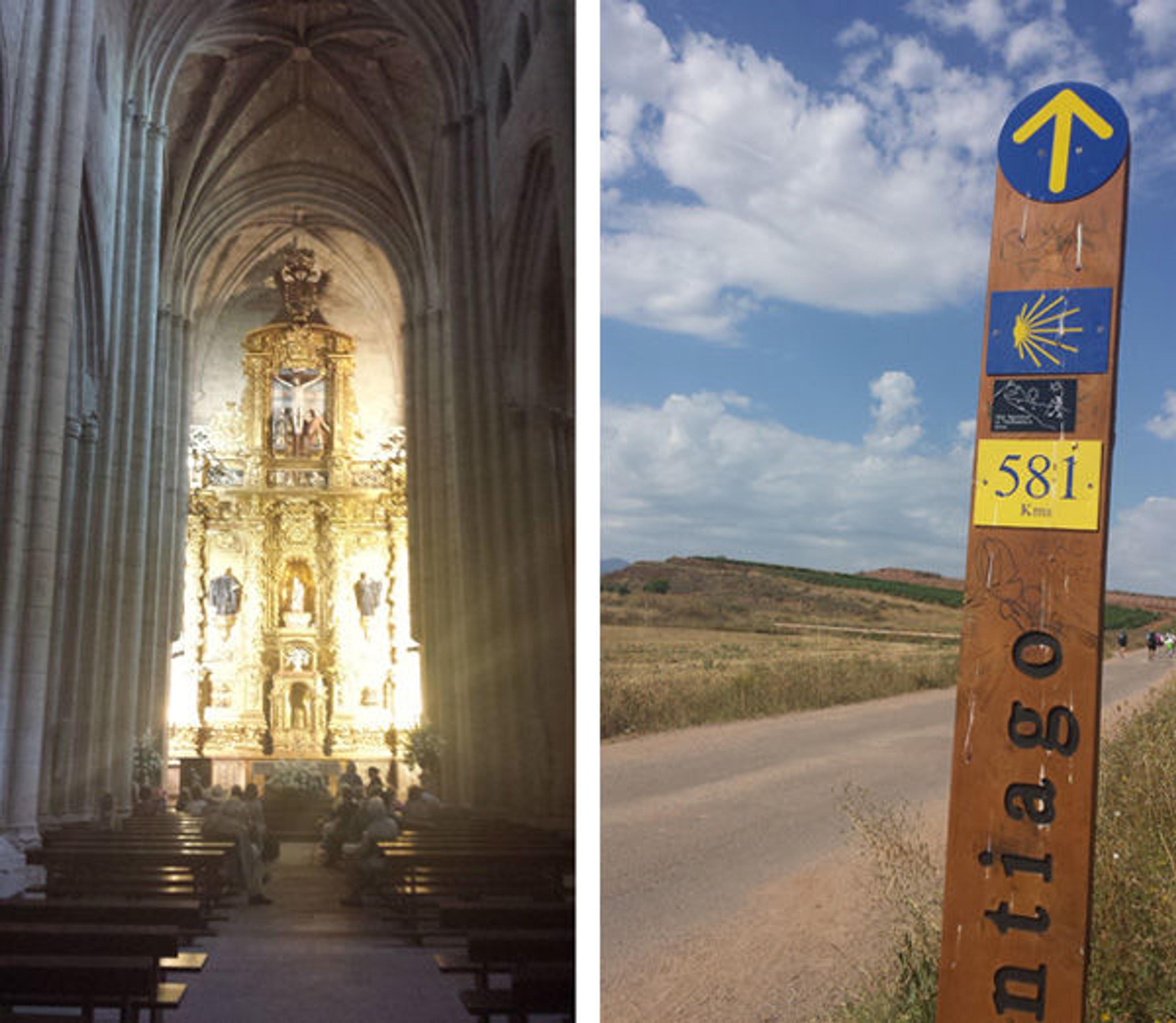 Left: Santa Maria de la Real. Right: A walk to Azofra