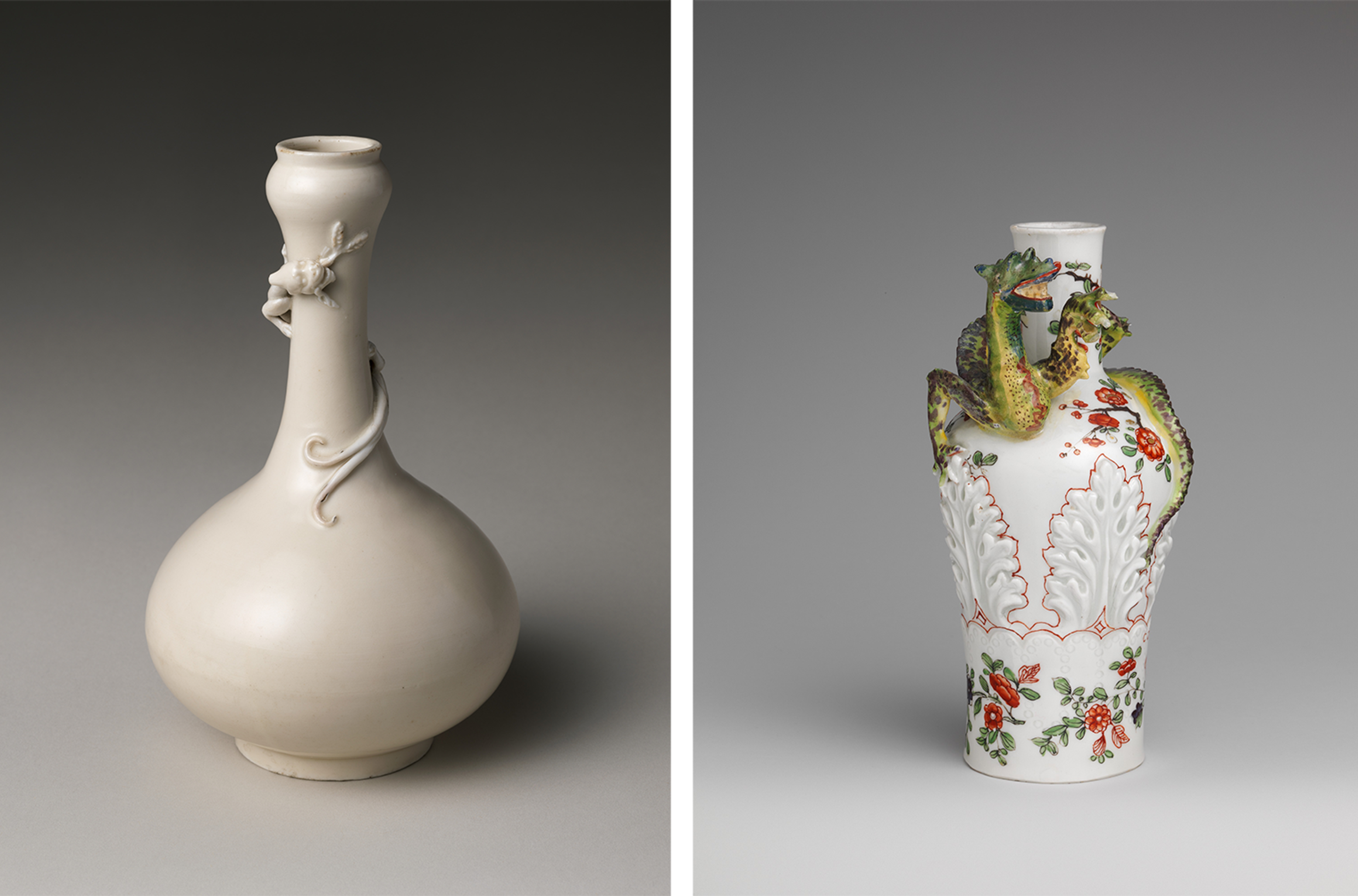 Two composite images of two vases.