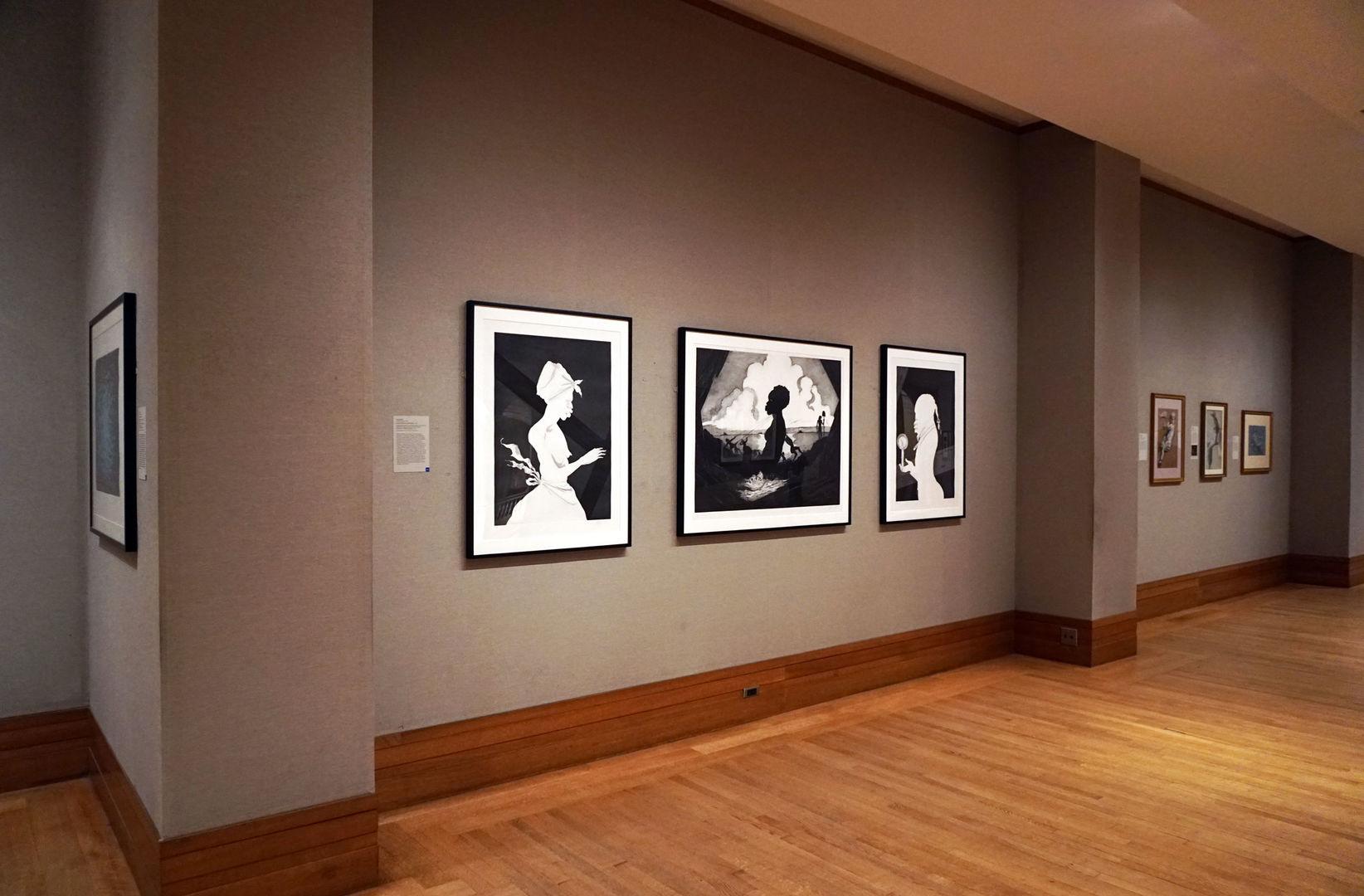 View of a gallery at The Met displaying works on paper