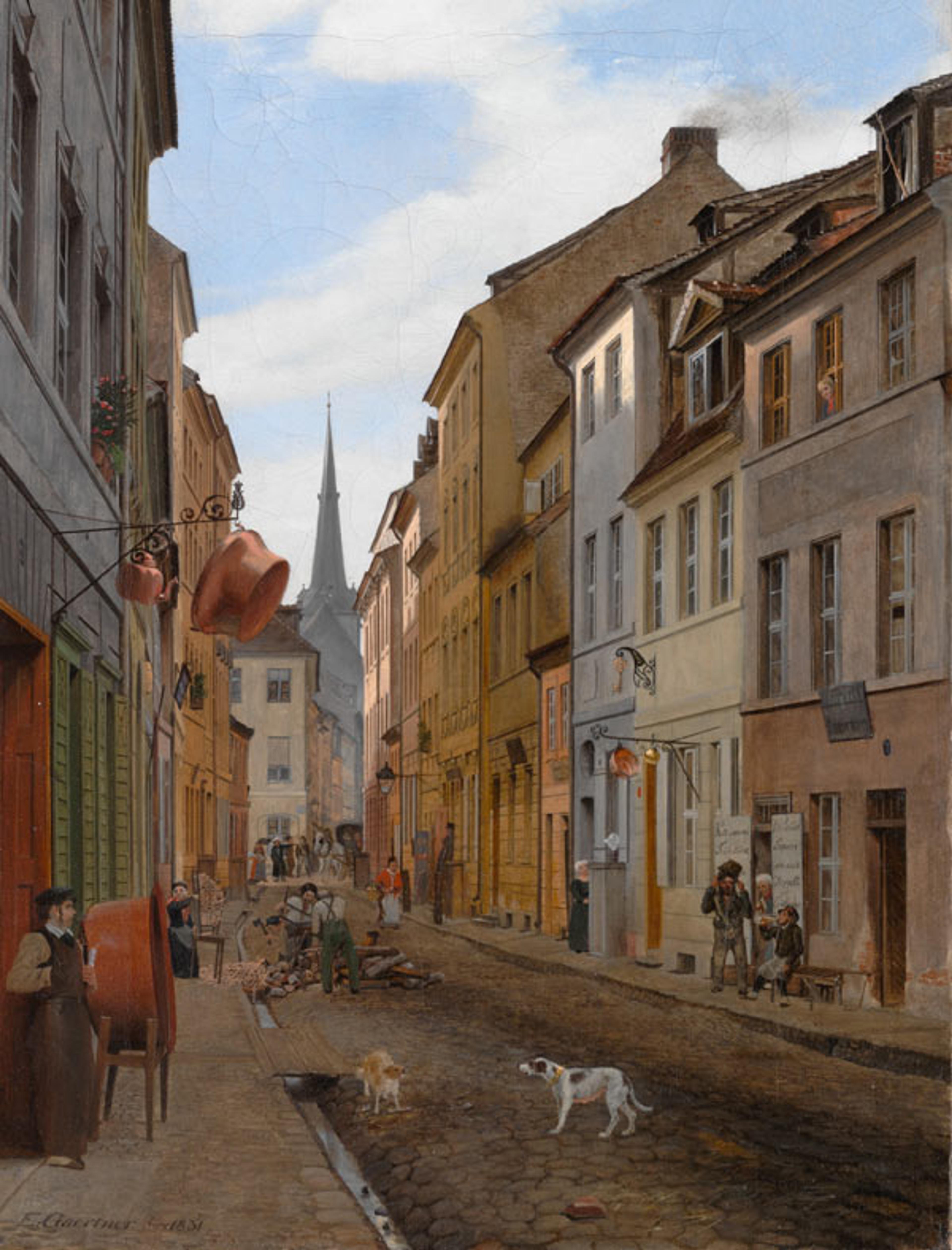 Eduard Gaertner (German, 1801–1877). Parochialstrasse in Berlin, 1831. Oil on canvas; 16 x 11 in. (40.6 x 27.9 cm). The Metropolitan Museum of Art, New York, Catharine Lorillard Wolfe Collection, Wolfe Fund, and funds from various donors, by exchange, 2006 (2006.258)