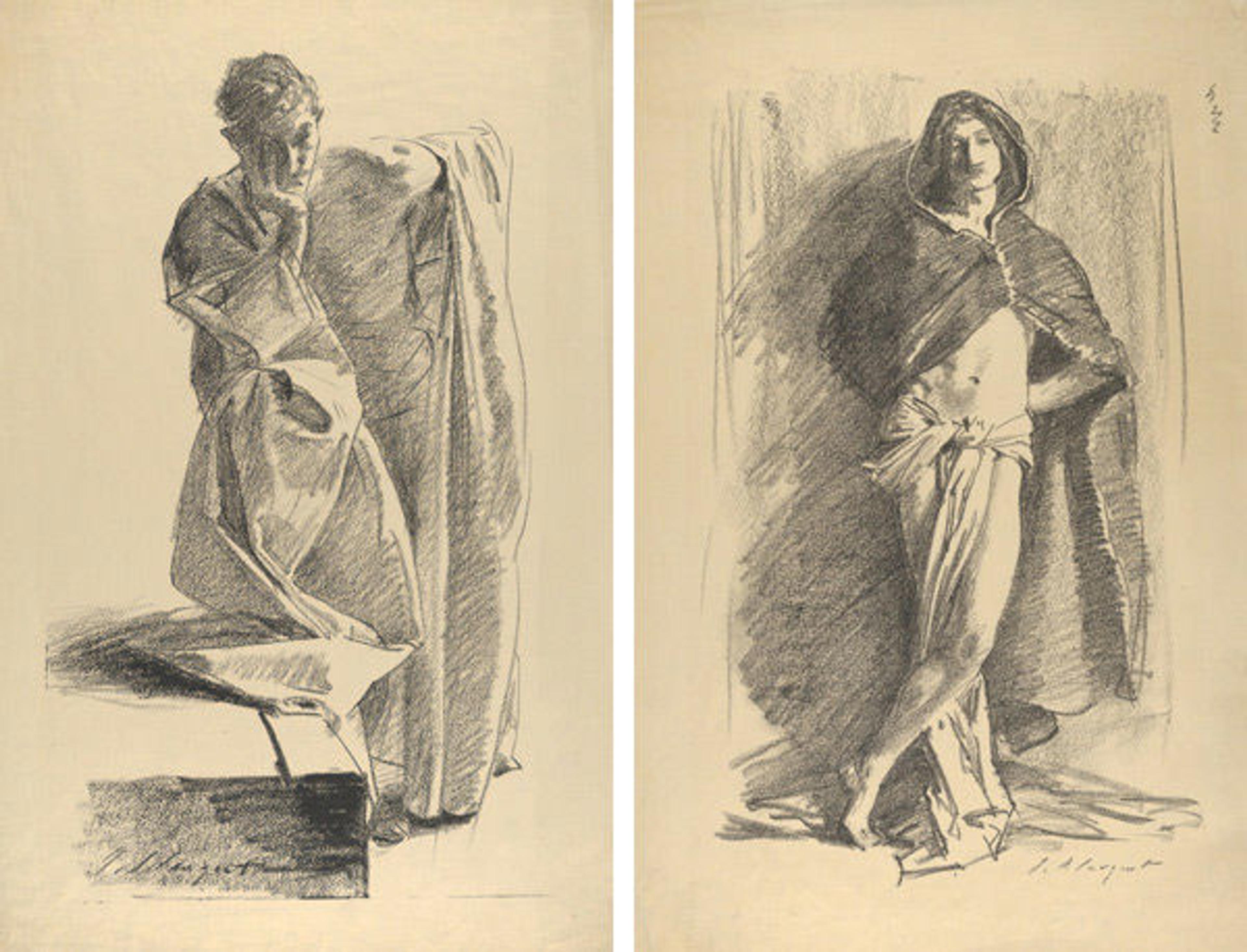 Study of a Young Man in a Robe, Standing; Study of a Young Man in a Cloak, Standing