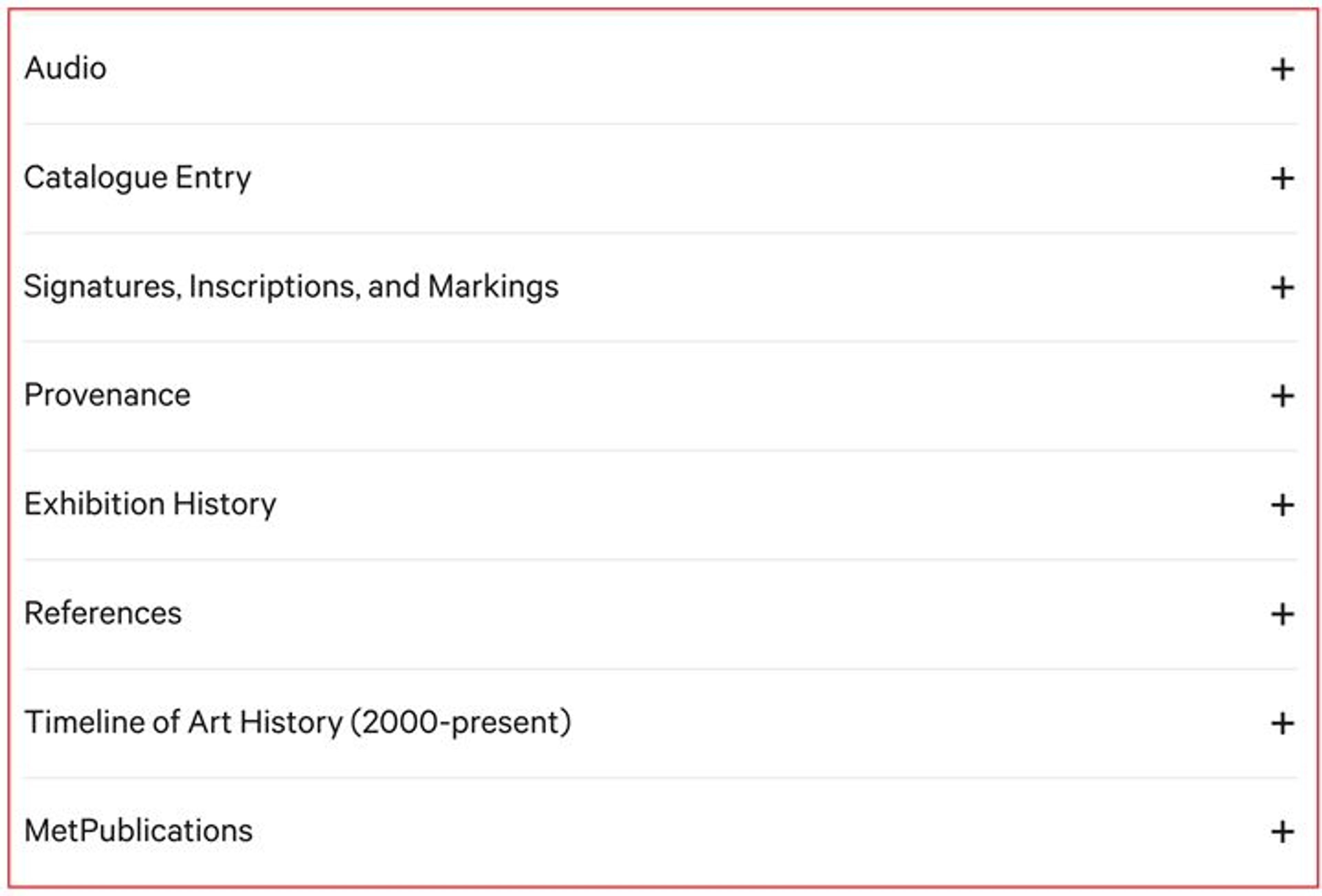 Data associated with The Met's object page for a Monet work in the collection