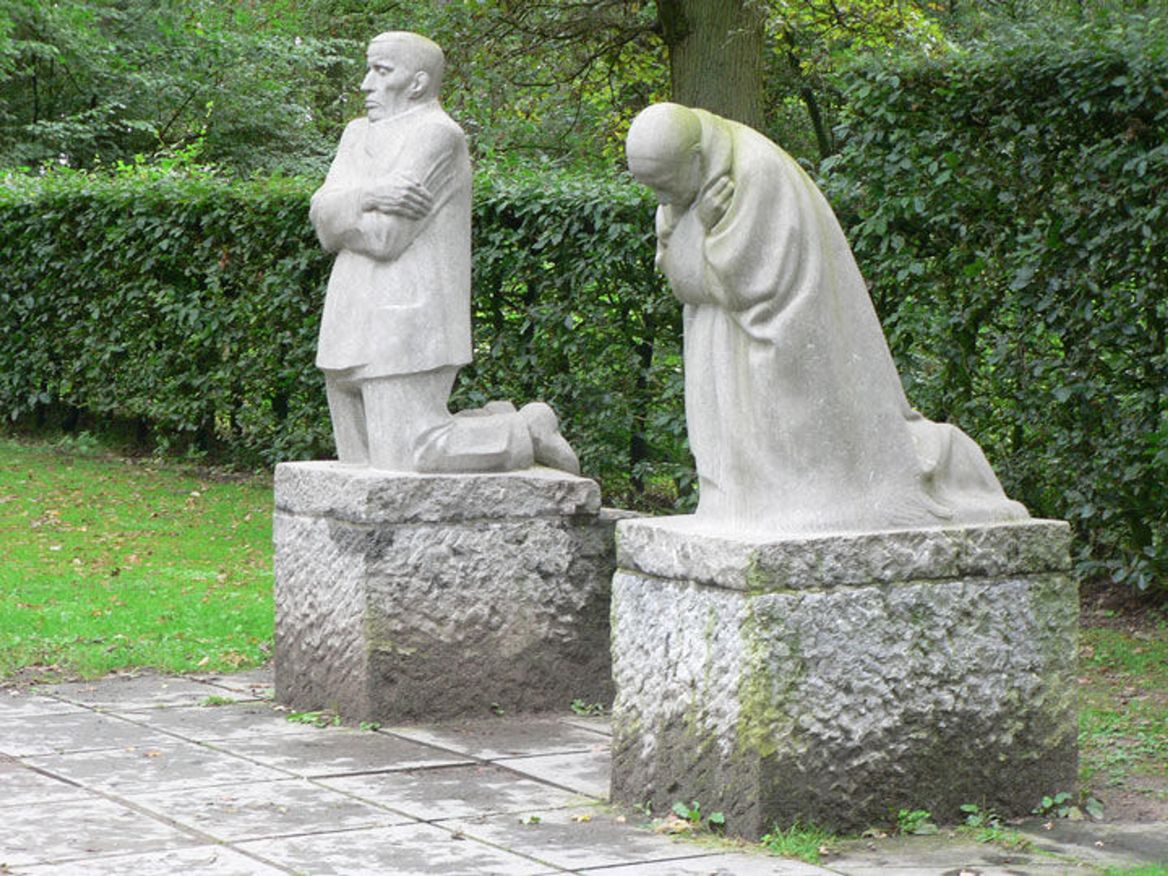 Käthe Kollwitz's 'The Grieving Parents' in Vladslo, Diksmuide, West Flanders, Belgium