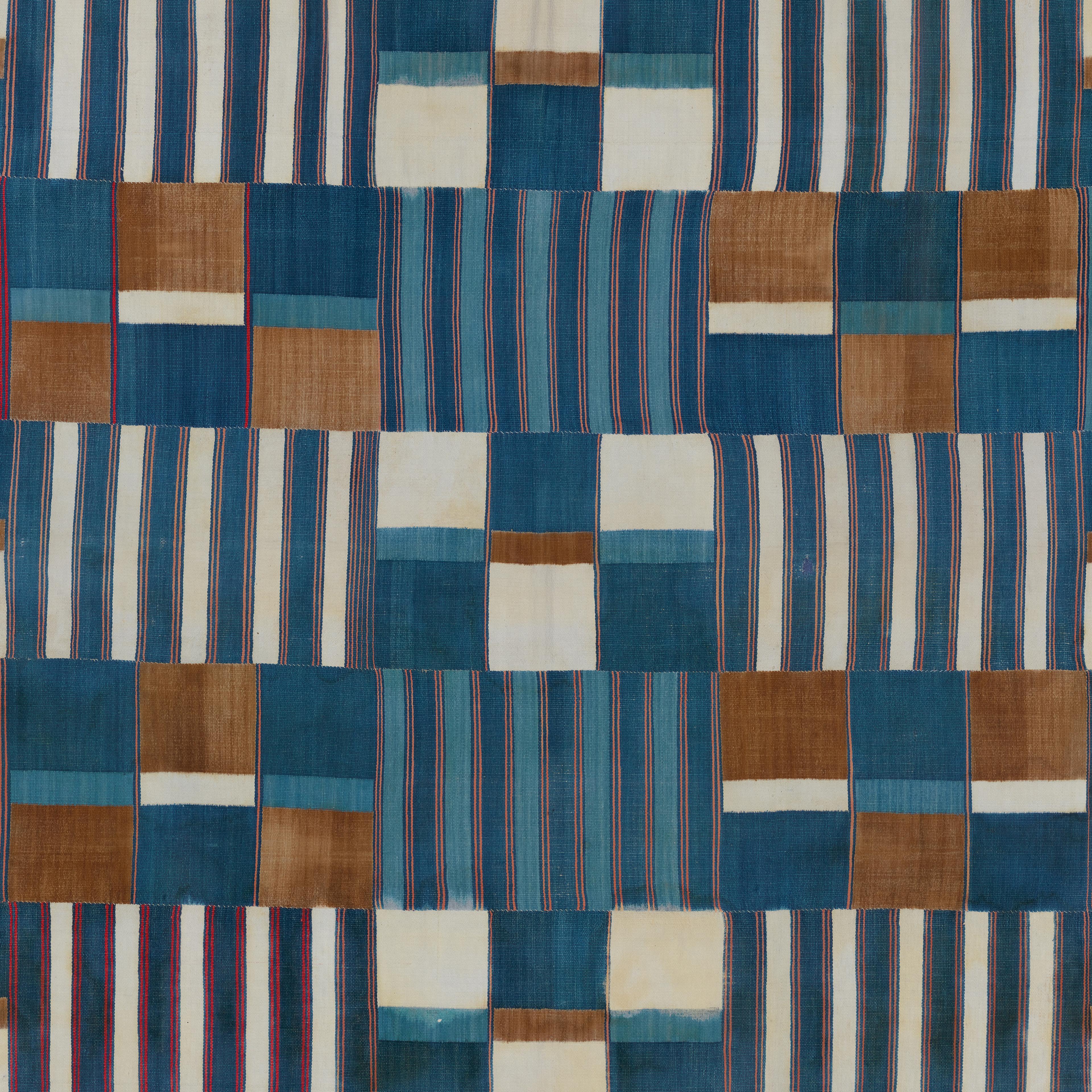 Detail of Prestige Hanging (Kpoikpoi), blue tapestry from Sierra Leona