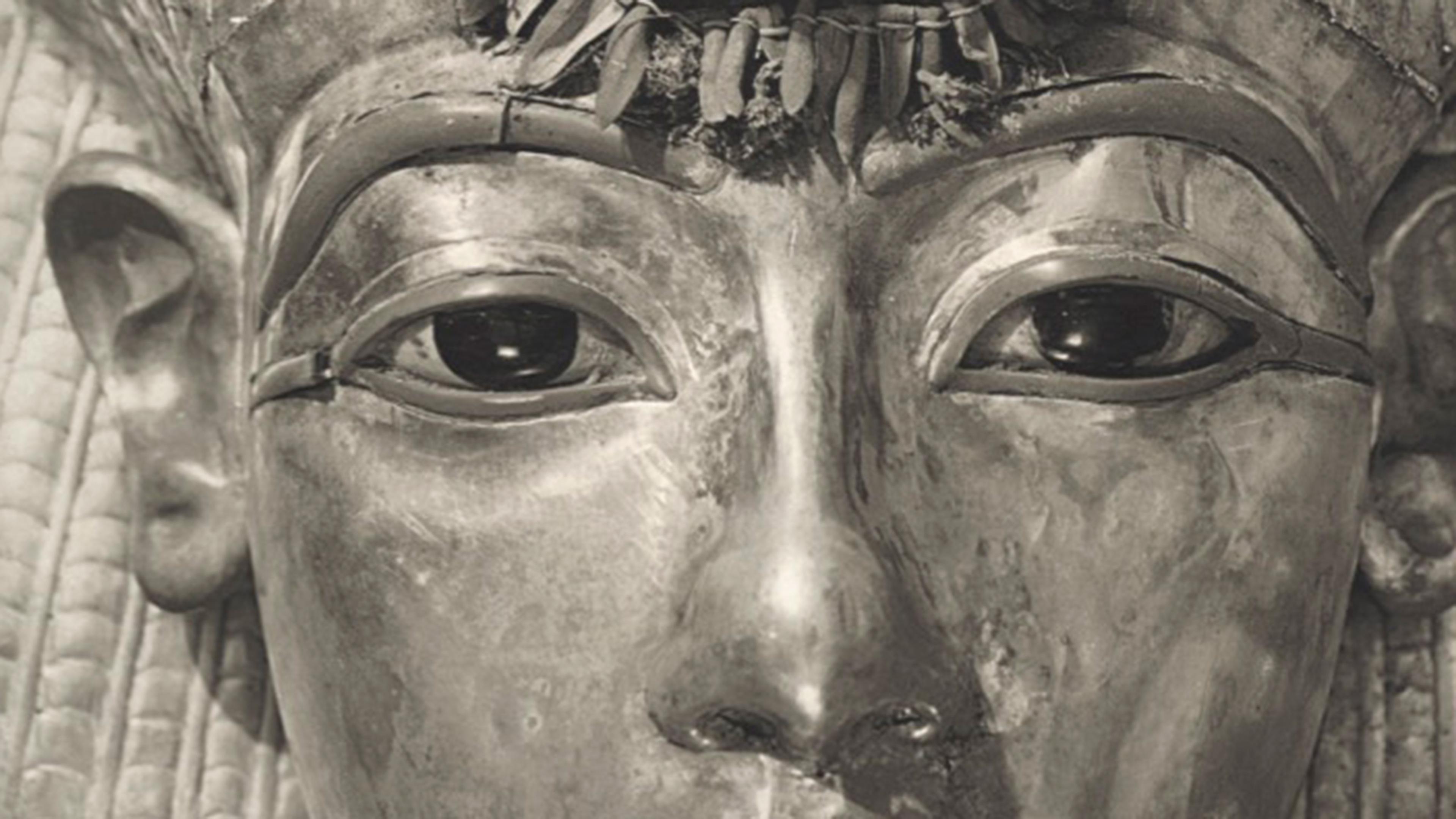 Close up of a funerary mask.