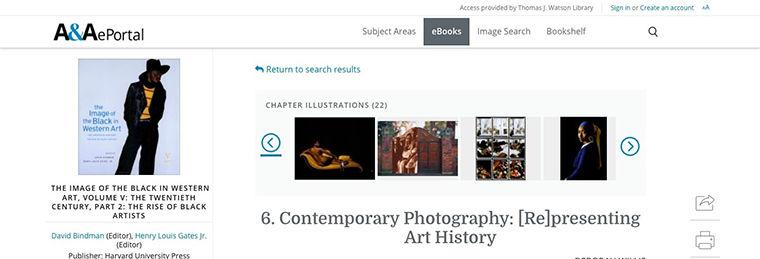 A portion of the A&AePortal display, featuring a cover image and an image carousel