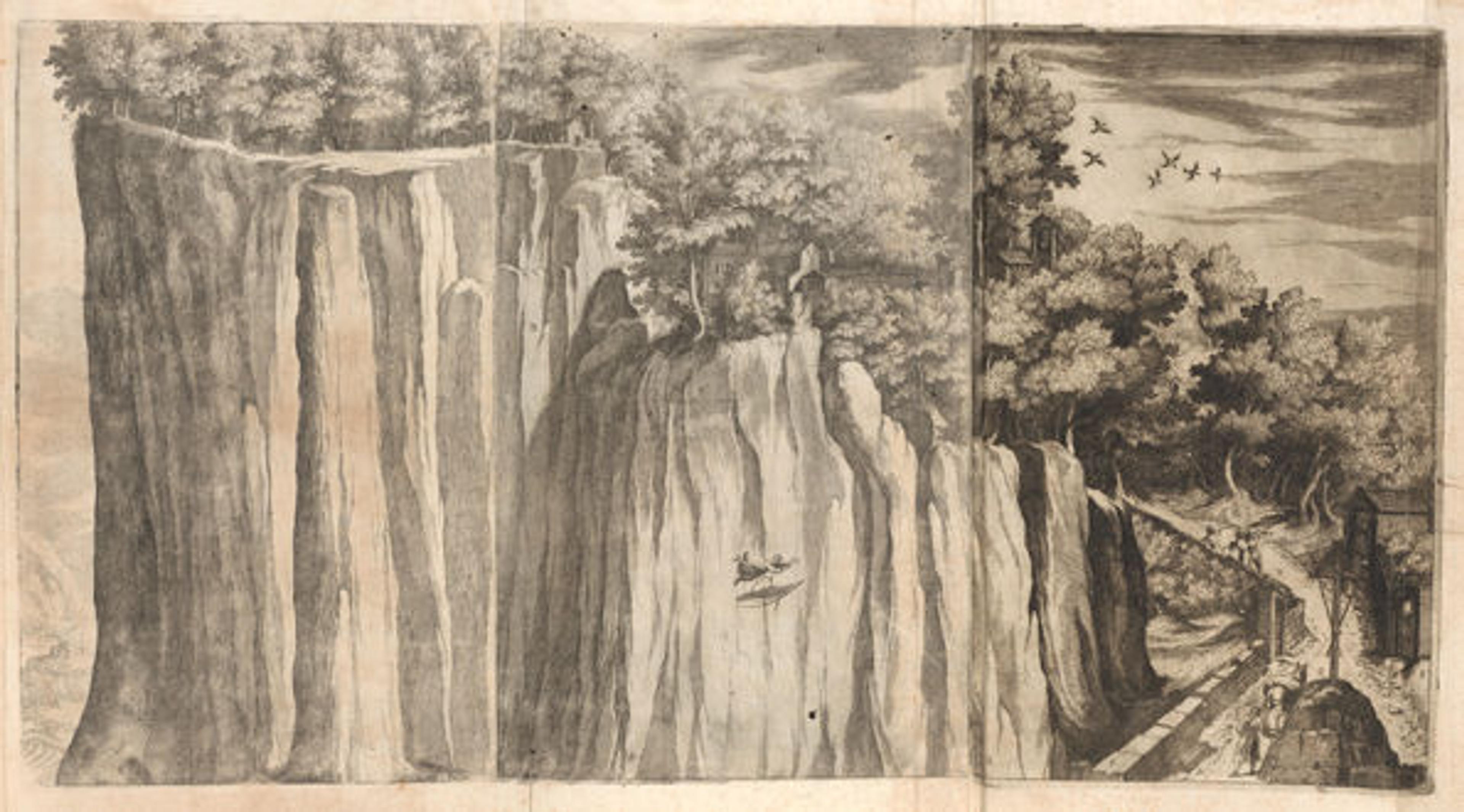 Rafaello Schiaminossi (Italian, 1572–1622), Plate A: Monte della Vernia from the Road of Casentino.
