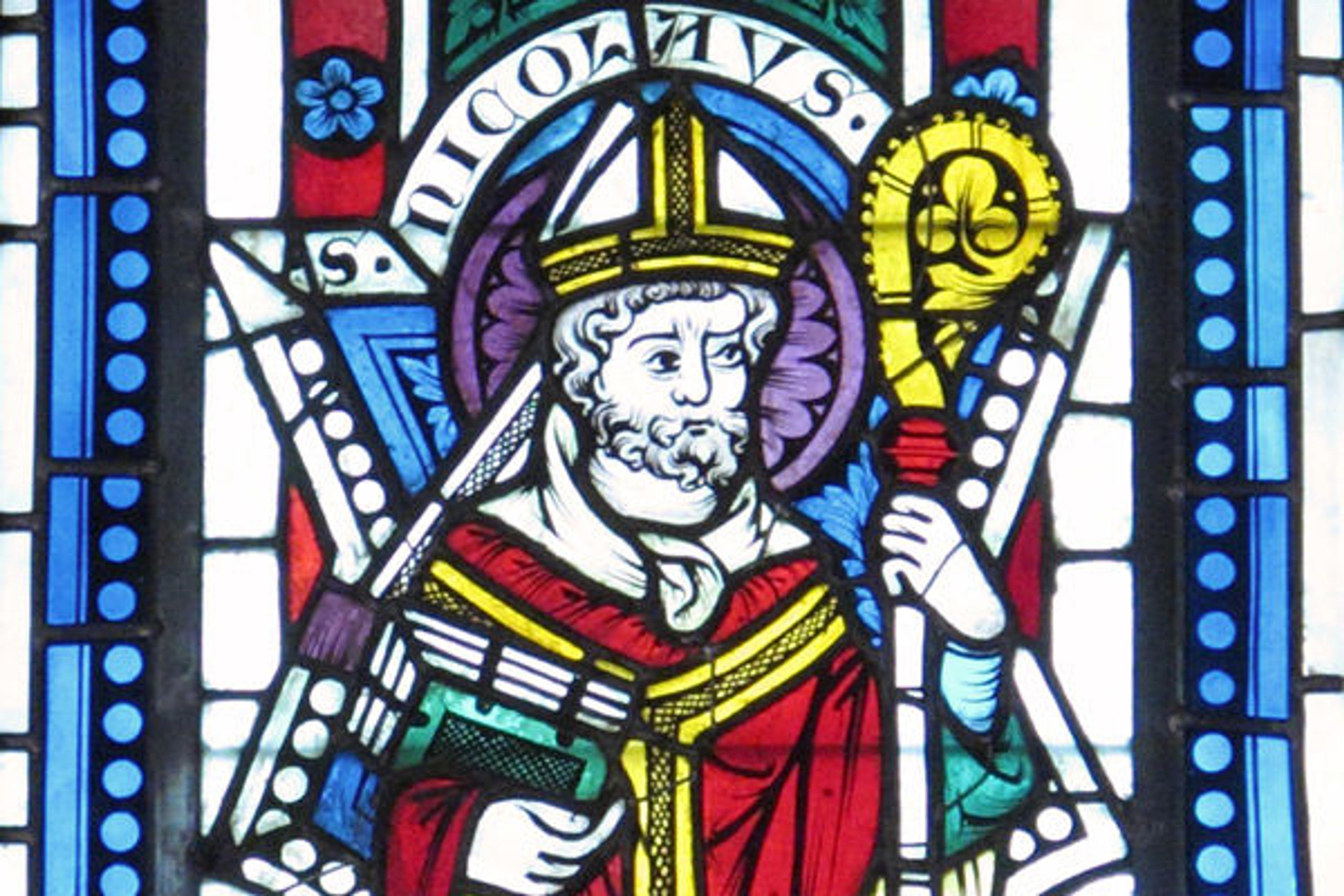 Saint Nicholas stained-glass panel
