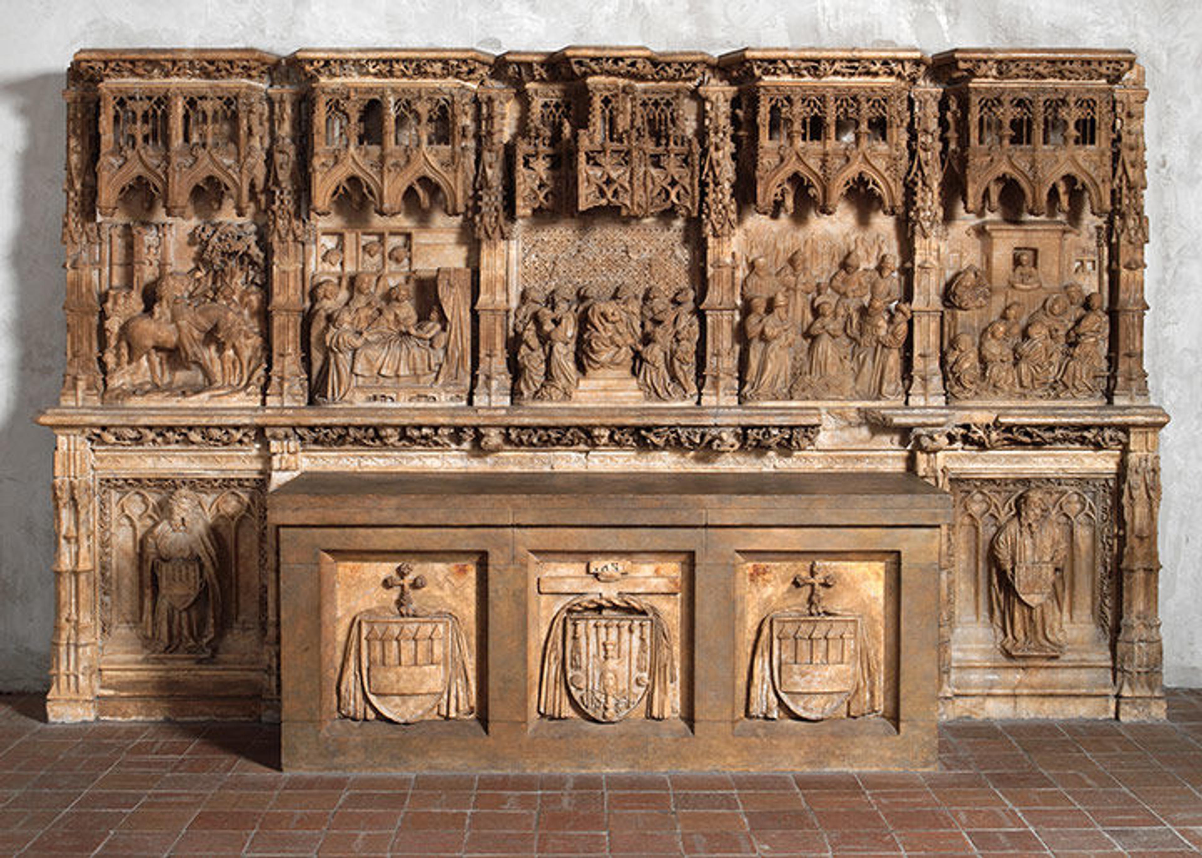 An alabaster alterpiece from the archbishop's chapel at Saragossa