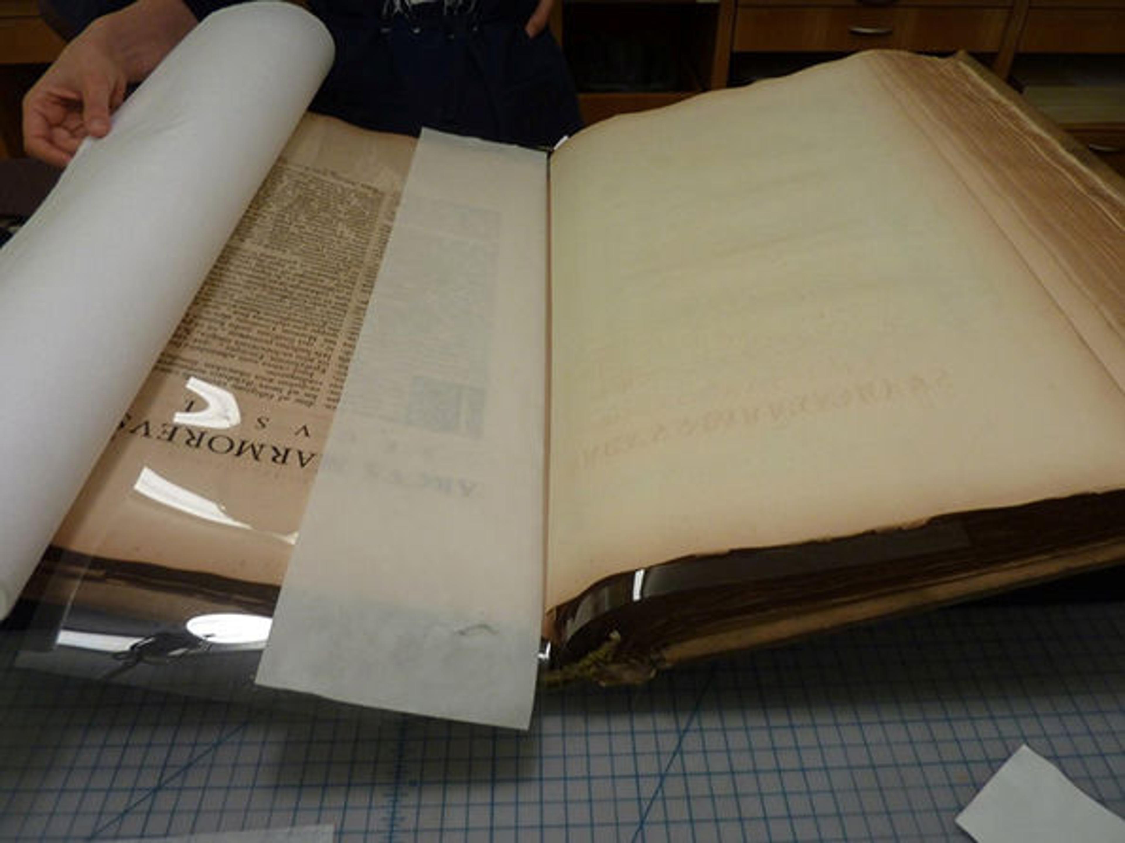 Final touches of book conservation