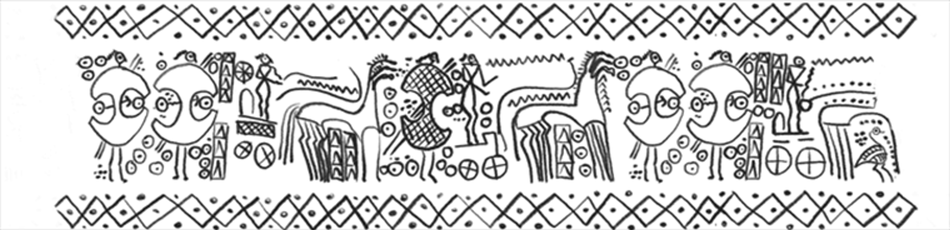 Animated stick figure drawing in black and white. The characters appear to be wiggling.