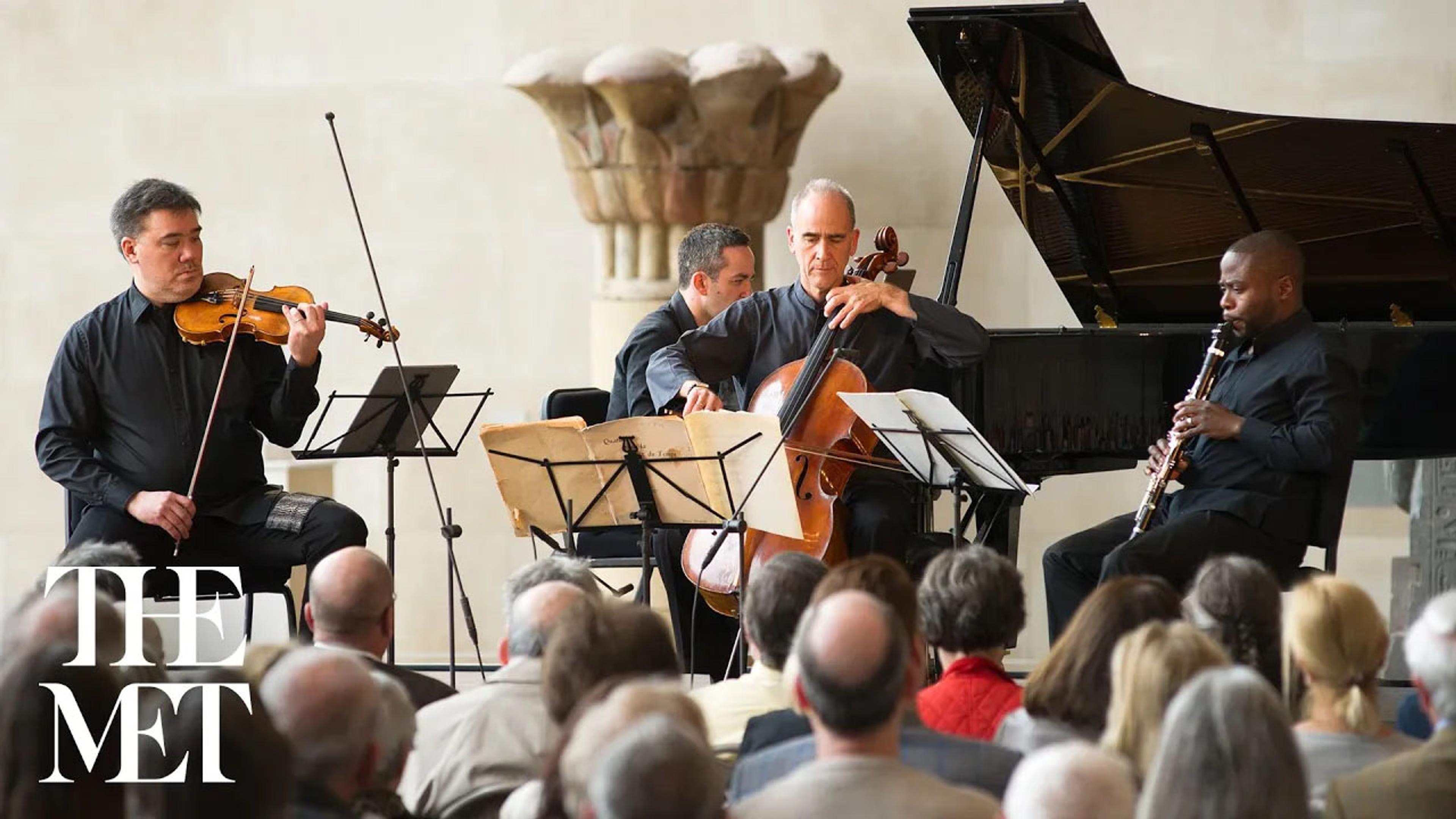 A quartet performing in the Temple of Dendur
