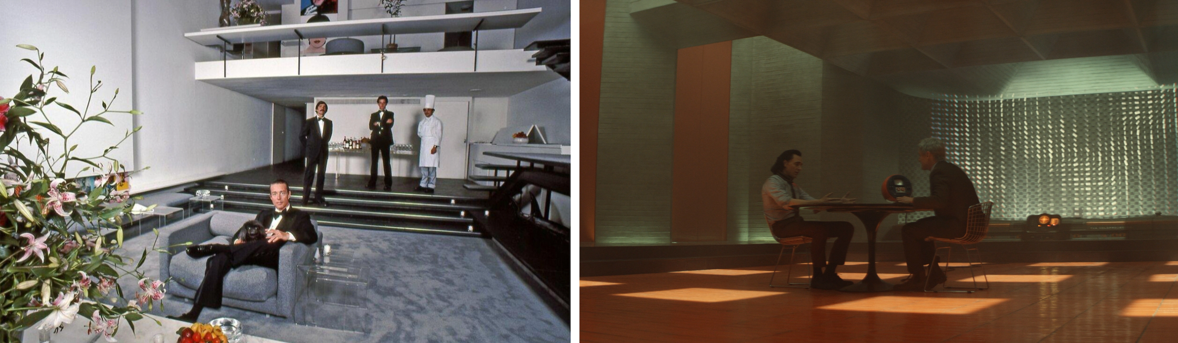 Composite image of individuals in both unique designed spaces