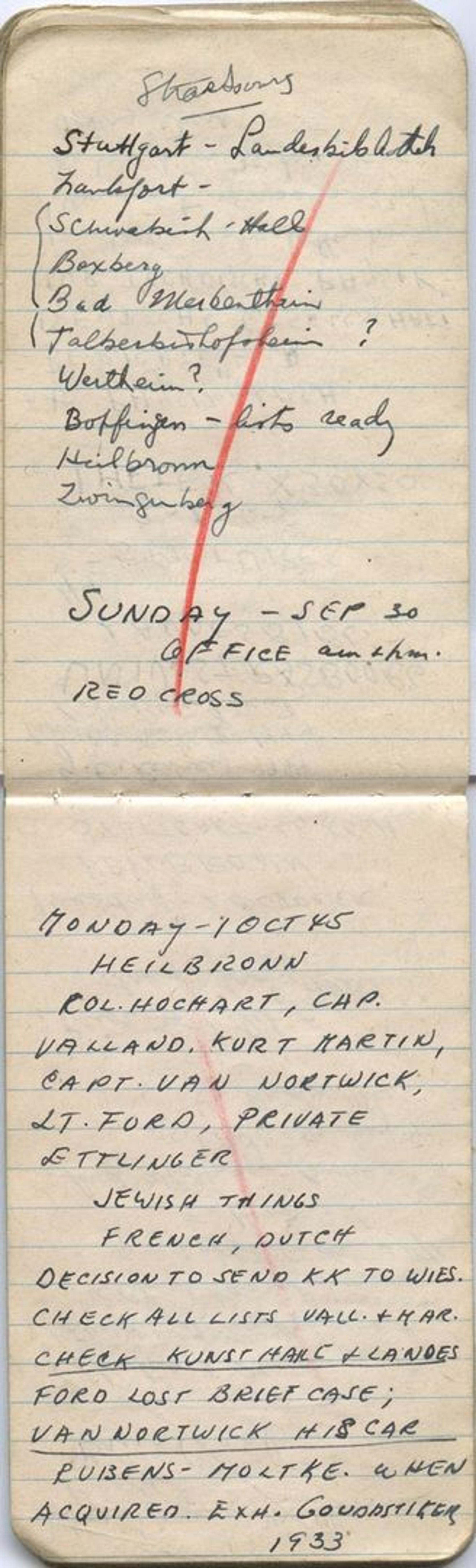 Notebook, 1945, James J. Rorimer Papers