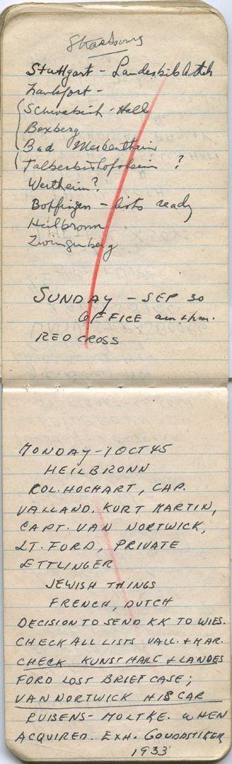 Notebook, 1945, James J. Rorimer Papers
