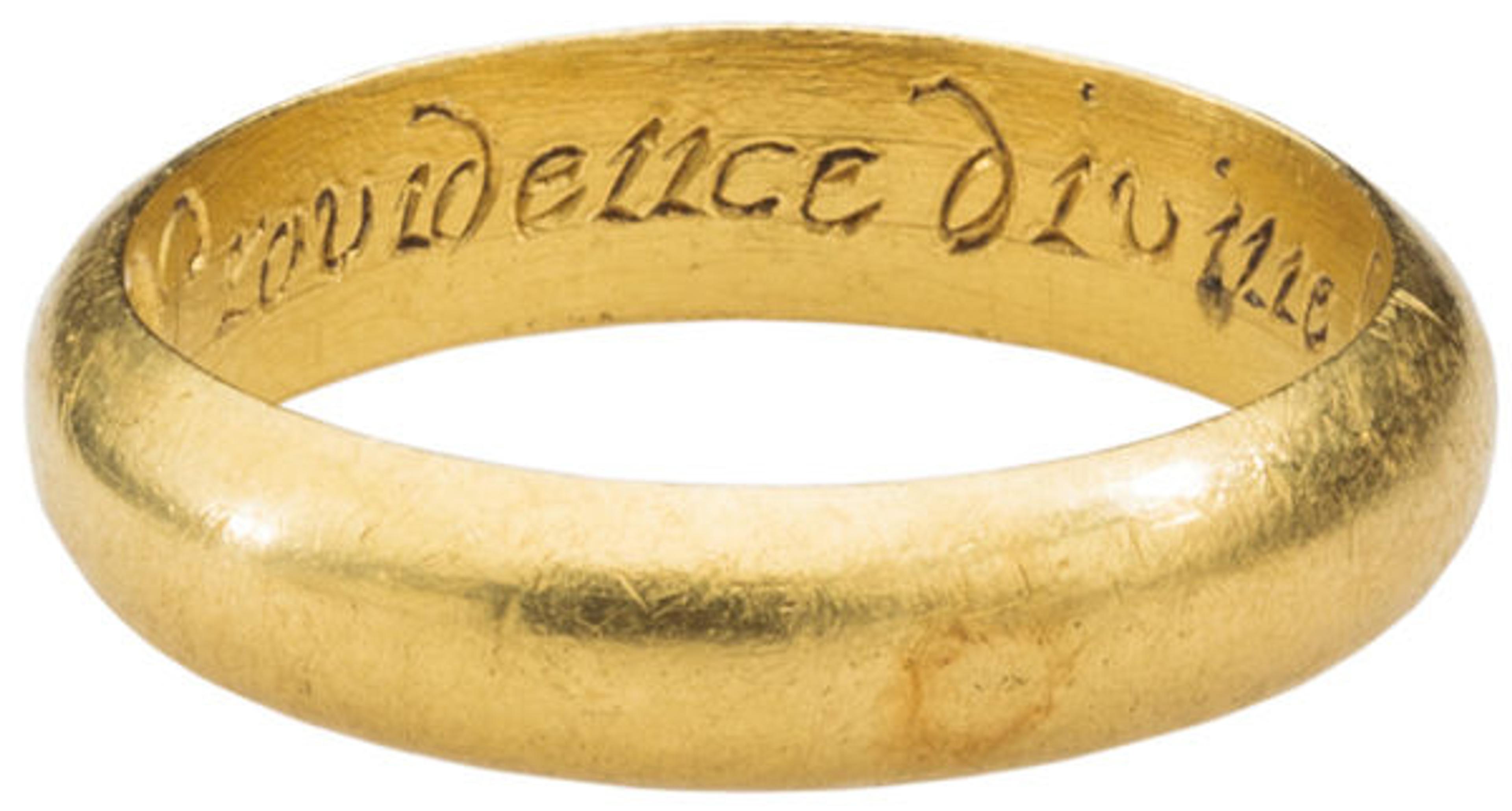Renaissance Posy Ring "Providence Divine Hath Made Thee Mine," ca. 1600–1650. British. Gold; Circumference 62 mm.; weight 9 g.