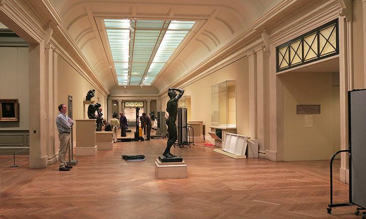 Next, the gallery had to be cleared for painting and construction. Art movement on this scale happens in the early morning hours before the museum opens to the public.